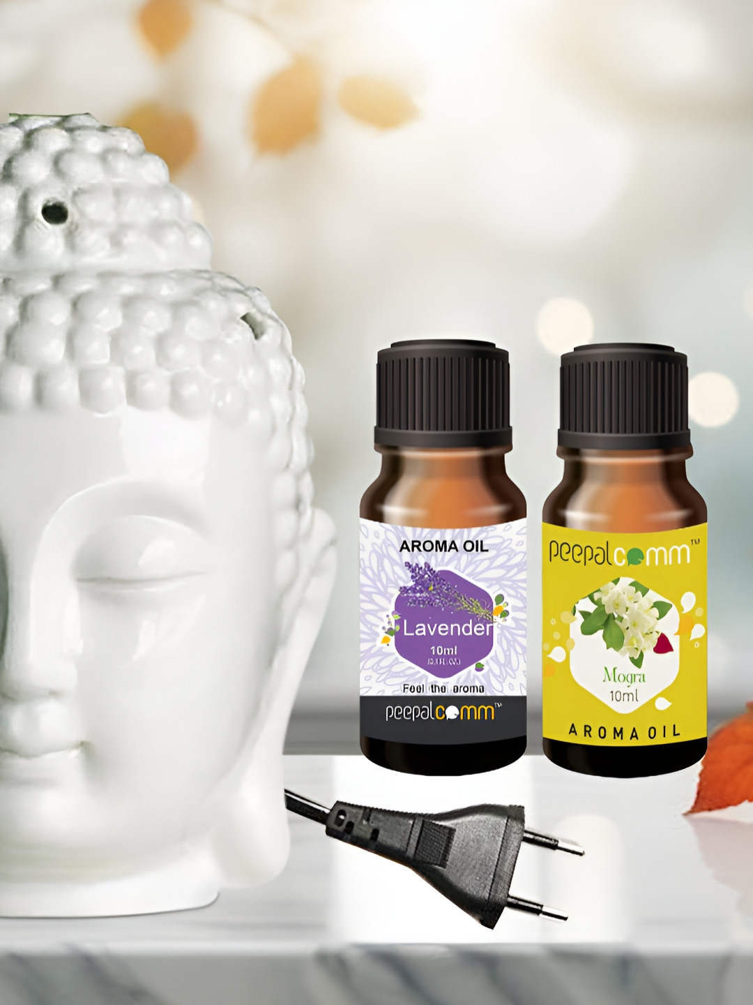 PEEPALCOMM Set Of 2 White  Buddha Electric Aroma Oil Diffuser