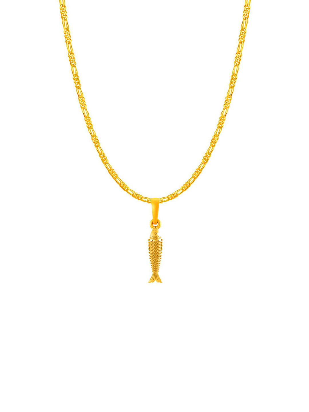 Metronaut 925 Silver 22K Gold-Plated Fish Pendants With Curb Chain