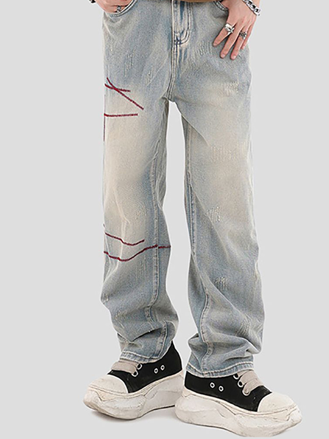 StyleCast x Revolte Men Relaxed Fit Light Fade Jeans