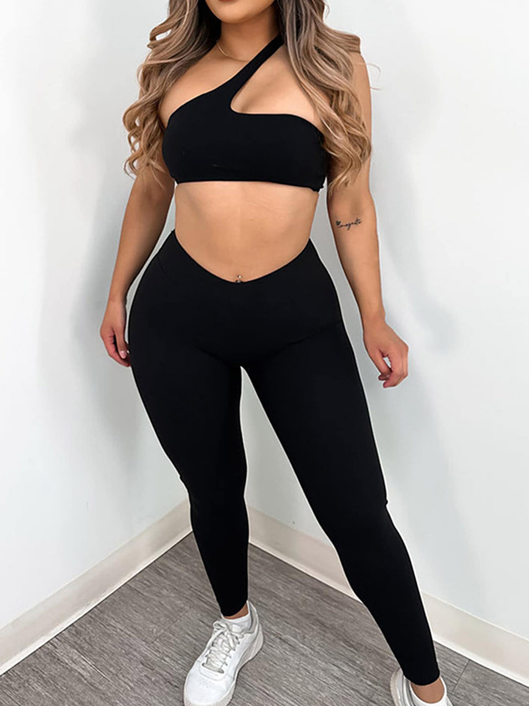 LULU & SKY One Shoulder Crop Top With Jeggings