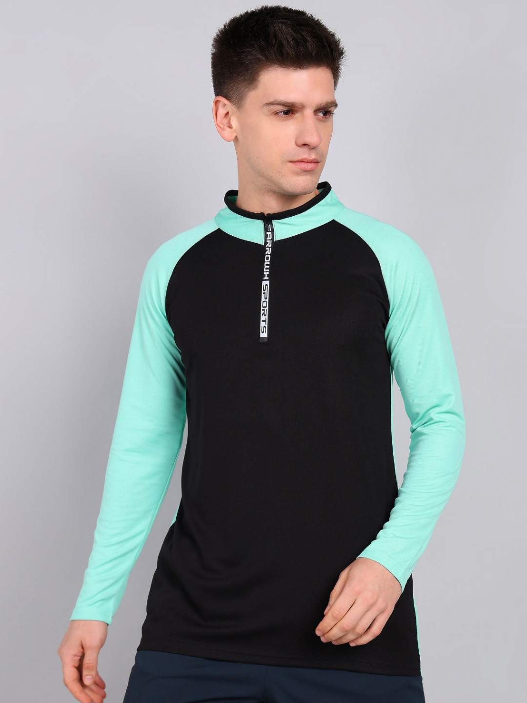 FARROWX Men Colourblocked Henley Neck T-shirt