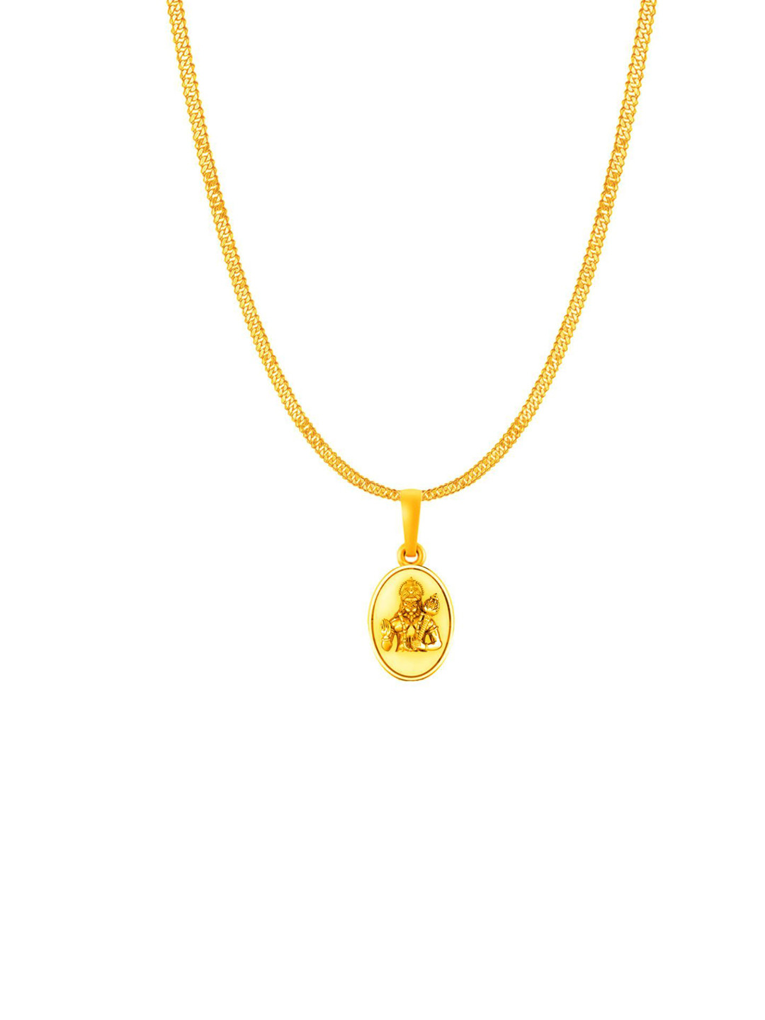 Metronaut Men 925 Sterling Silver 22K Gold-Plated Hanuman Pendant With Curb Chain