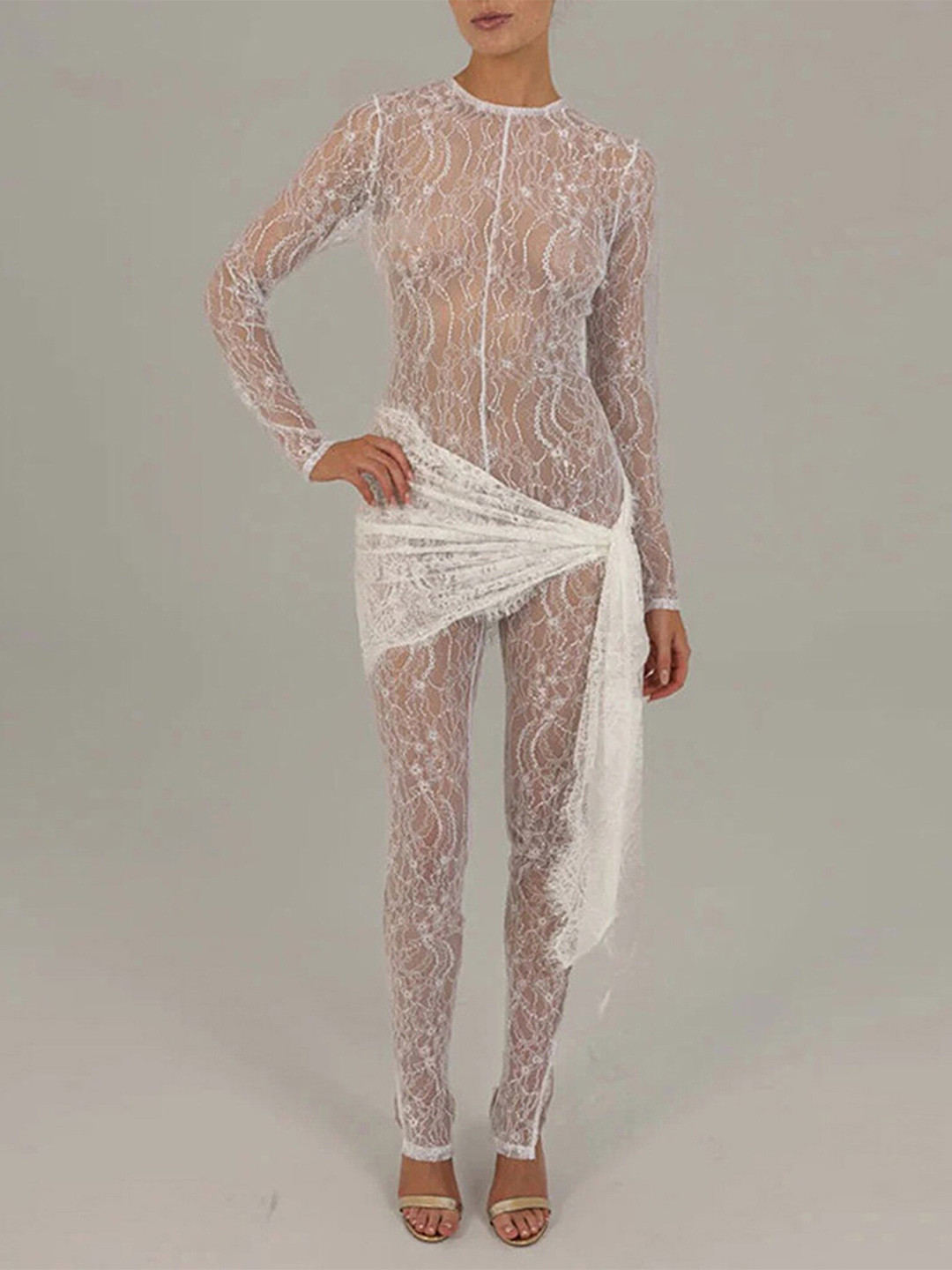 LULU & SKY Basic Jumpsuit with Lace Inserts