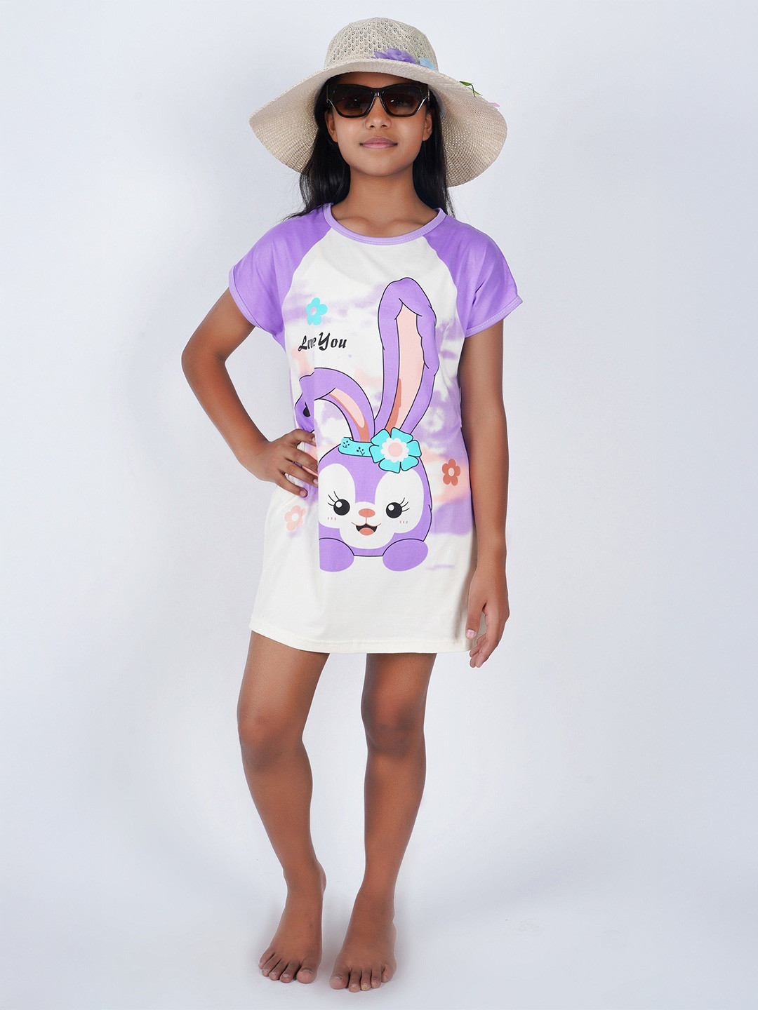 LMG Lifestyle Girls Cartoon Characters Printed Raglan Sleeves A-Line Top