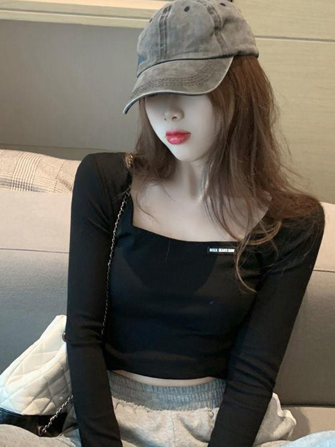 LULU & SKY Square Neck Fitted Crop Top