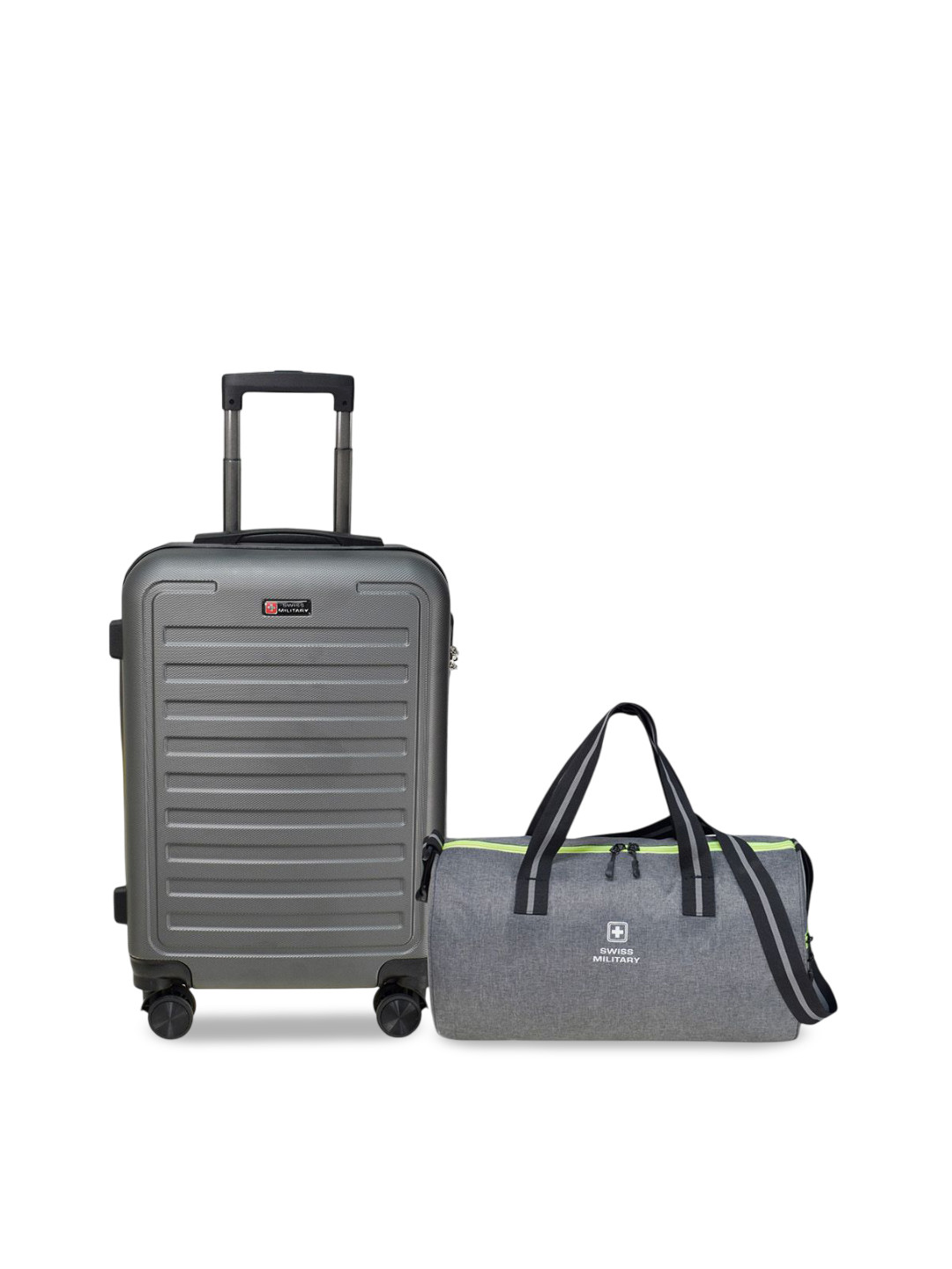SWISS MILITARY Set Of 2 Textured Hard-Sided Cabin Trolley & Duffle Bag
