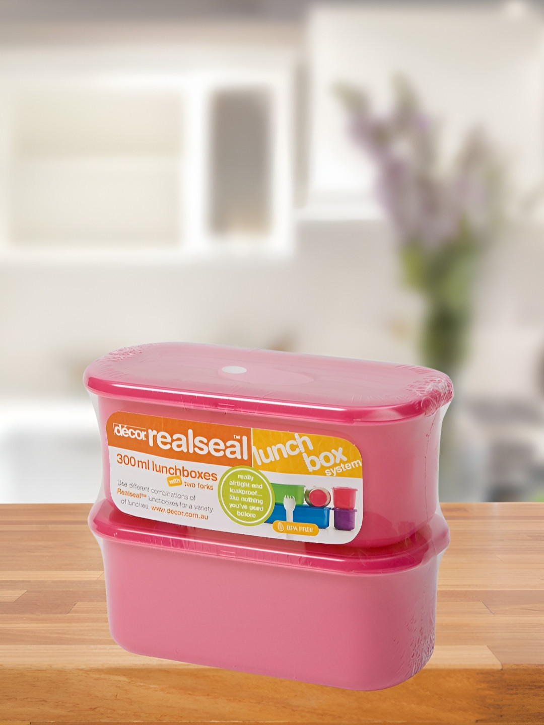 Decor BPA-Free Airtight Leakproof Pink Solid Plastic 6PCs Lunch Box With Spoon and Fork