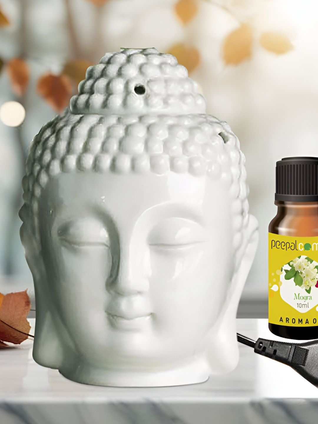 PEEPALCOMM White Textured Buddha Aroma Oil Diffuser 10ml Each