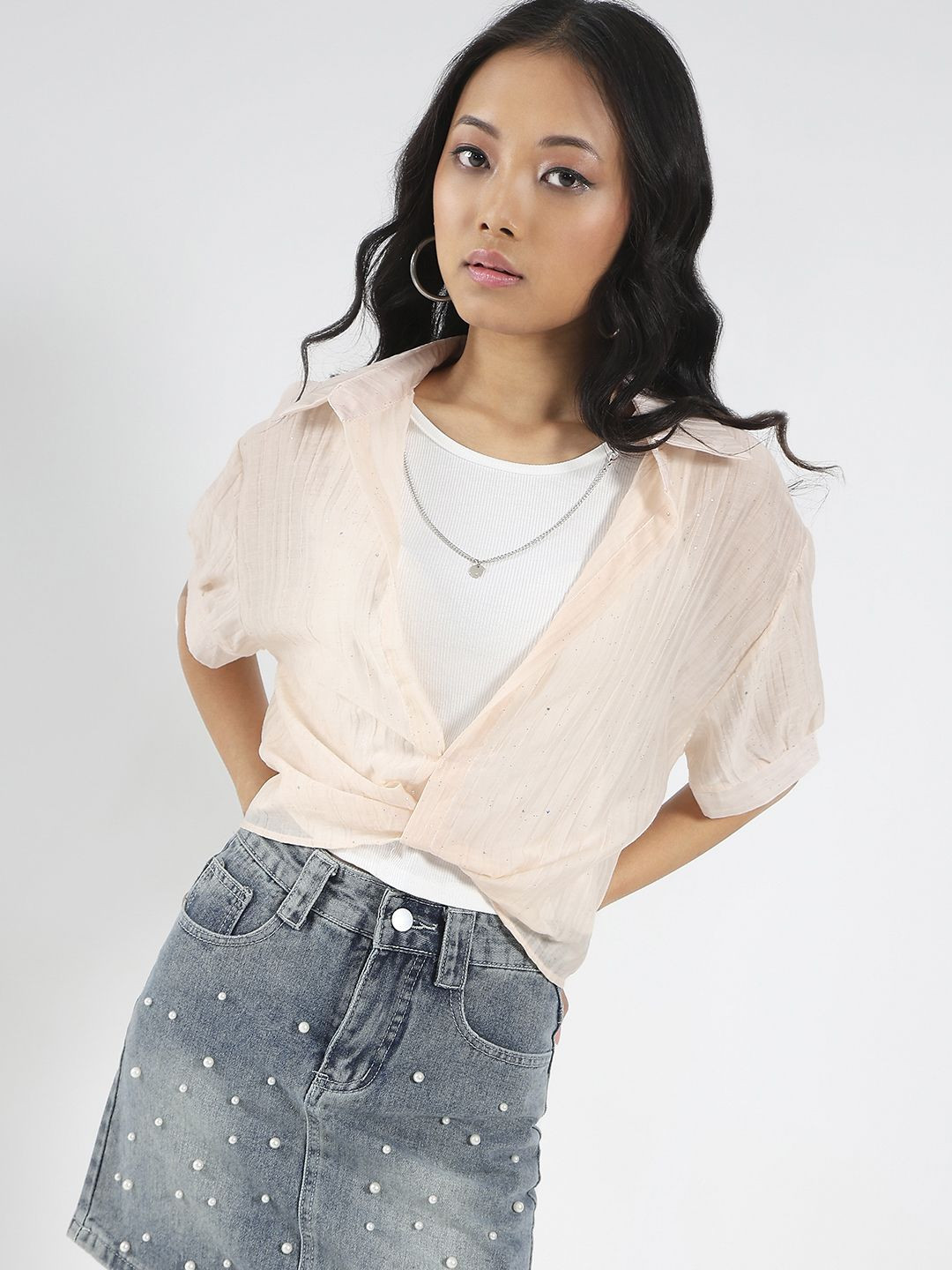 Sera Extended Sleeves Korean Oversized Shimmer Top