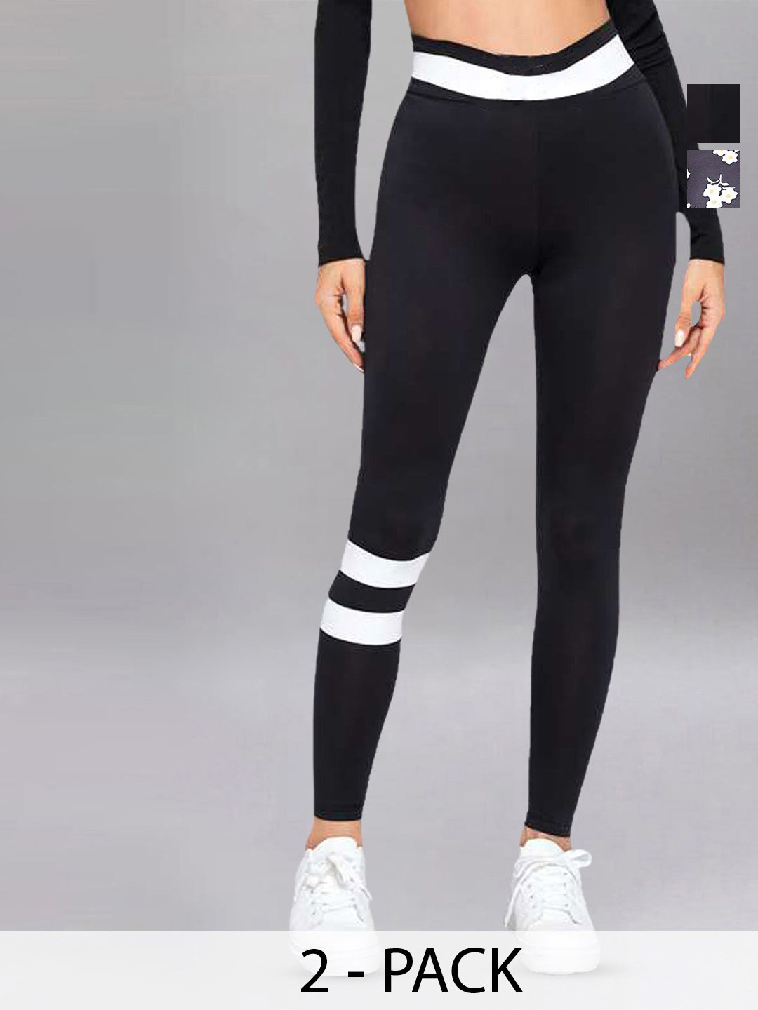 DTR FASHION Pack Of 2 Printed Mid Rise Trights