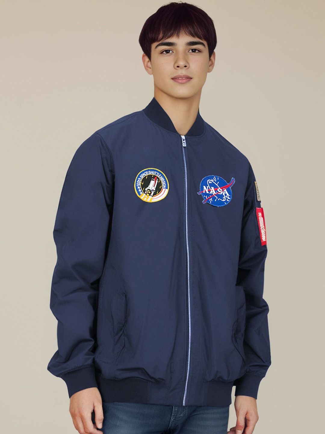 Men's NASA Logo Casual Bomber Jacket