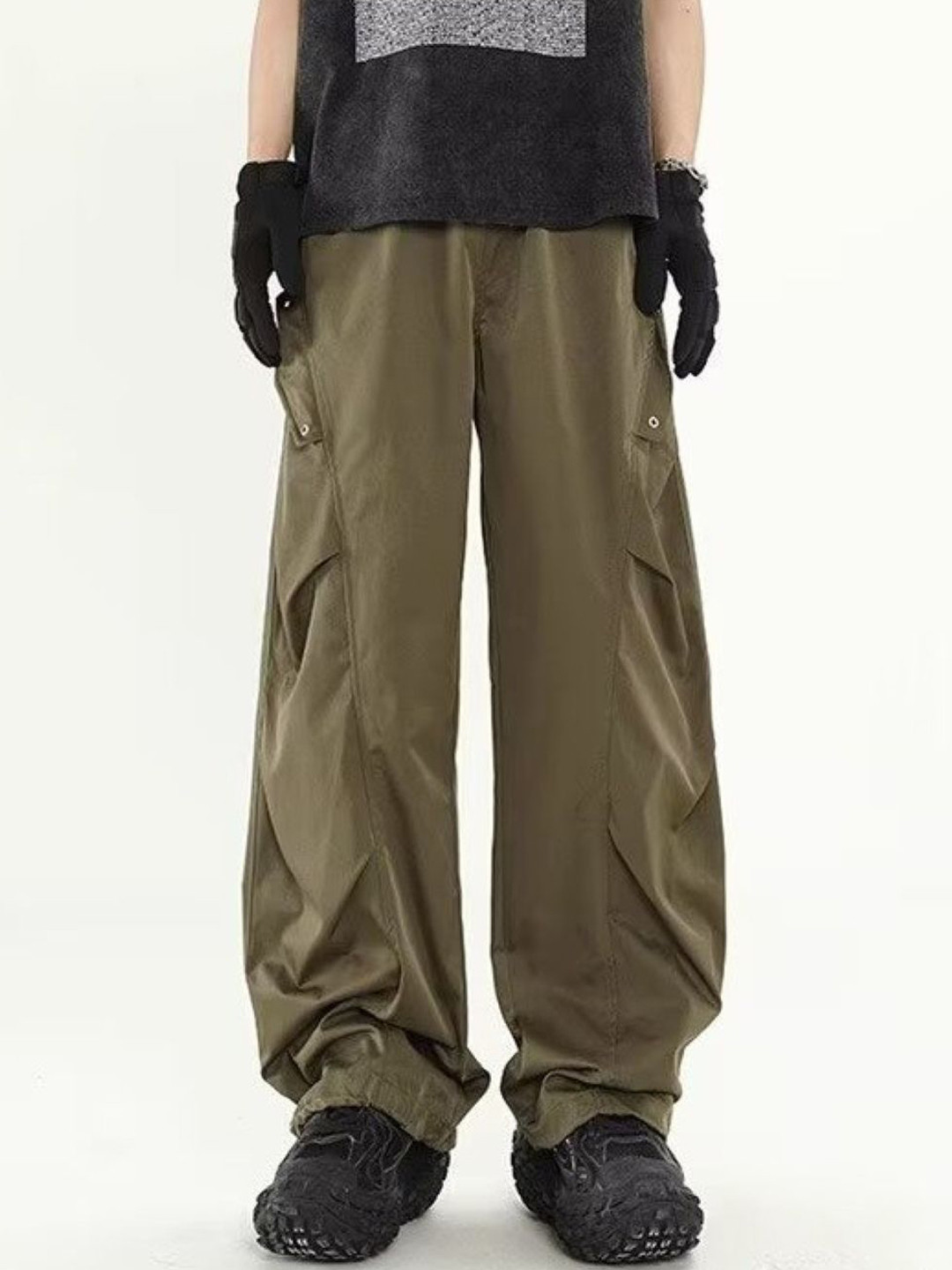 KPOP Men Relaxed Baggy Fit Cargo Trousers