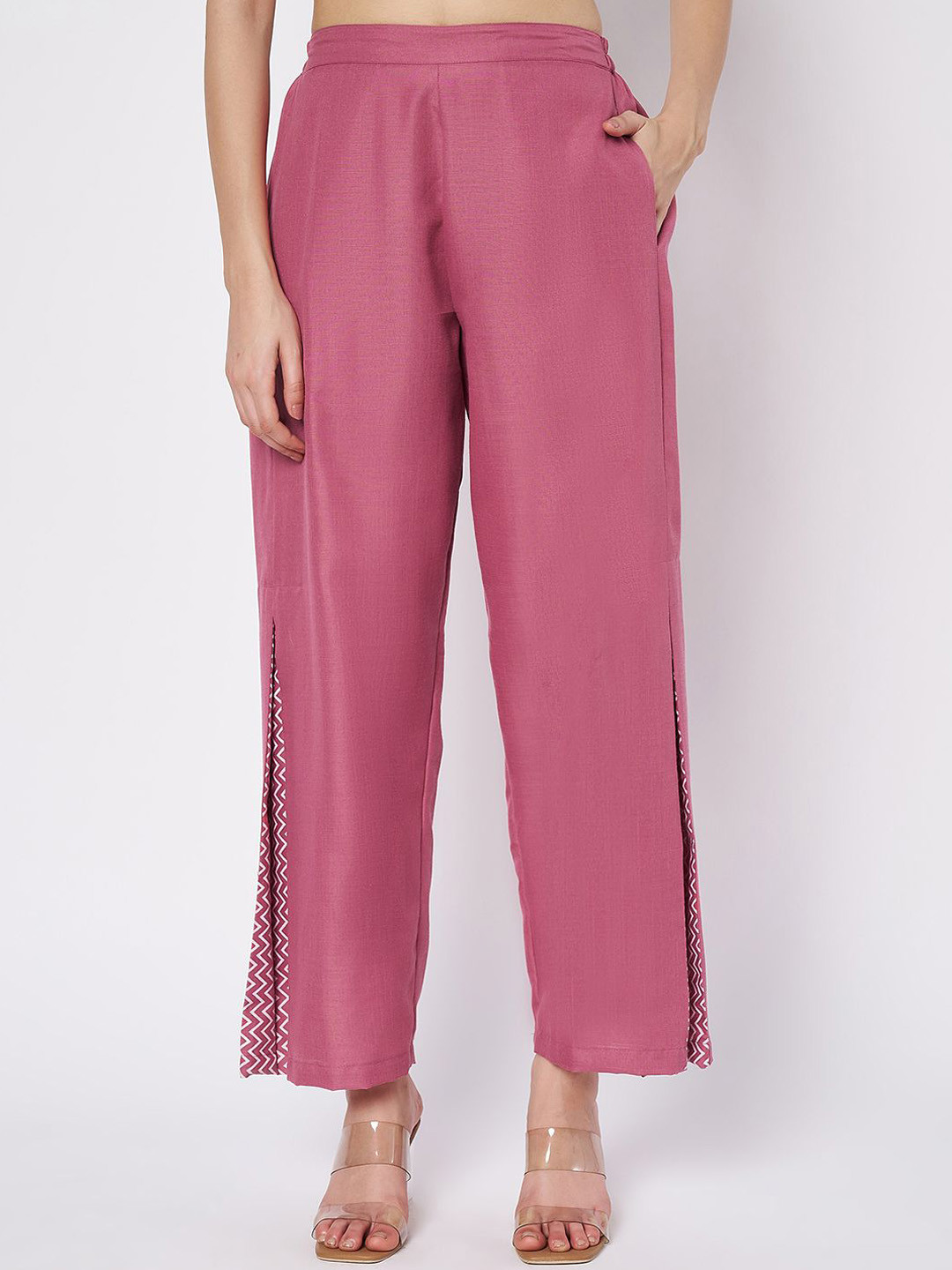 9rasa Women Printed High-Rise Cotton Palazzo