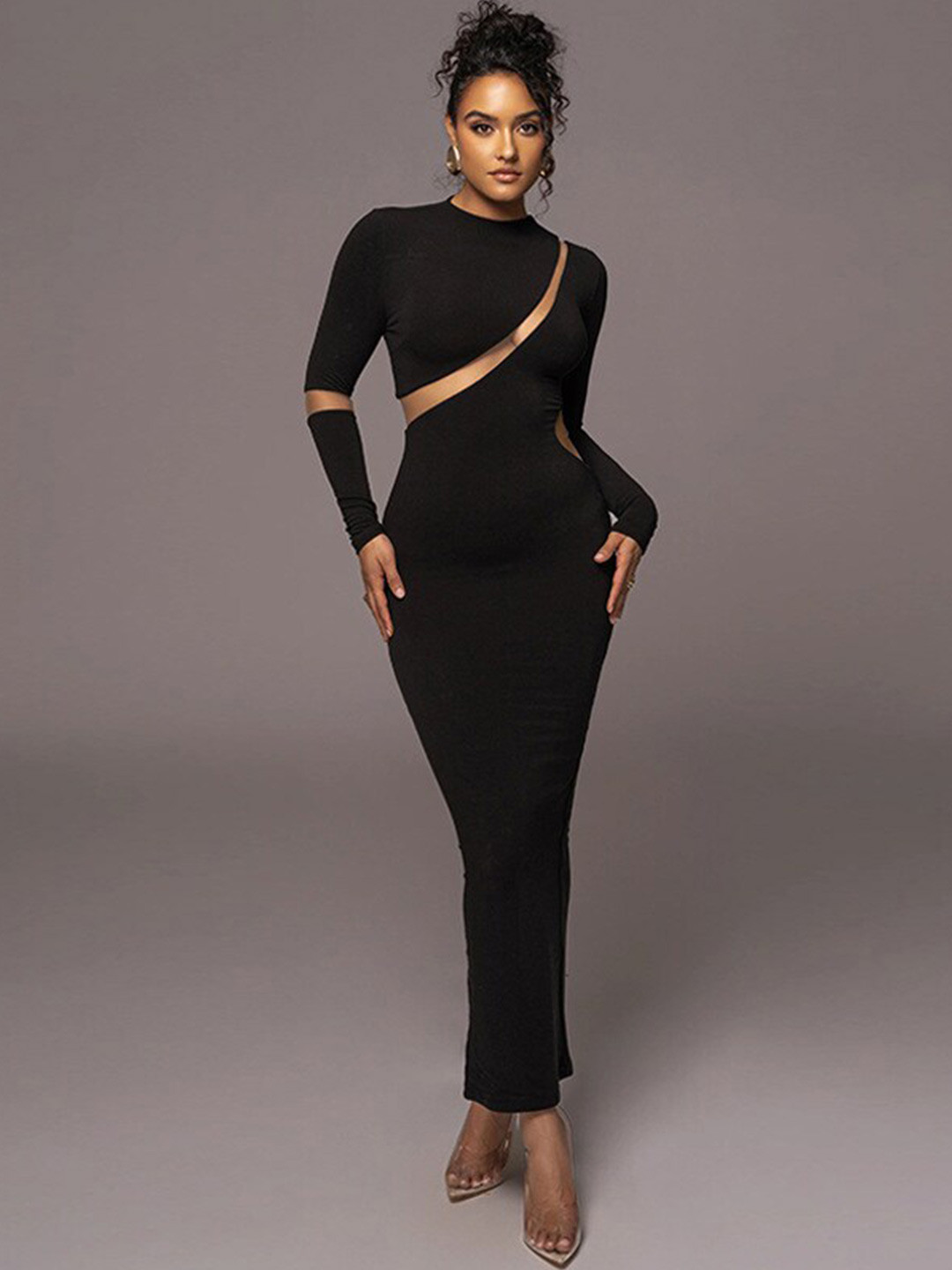 StyleCast Black & eerie black Maxi Dress