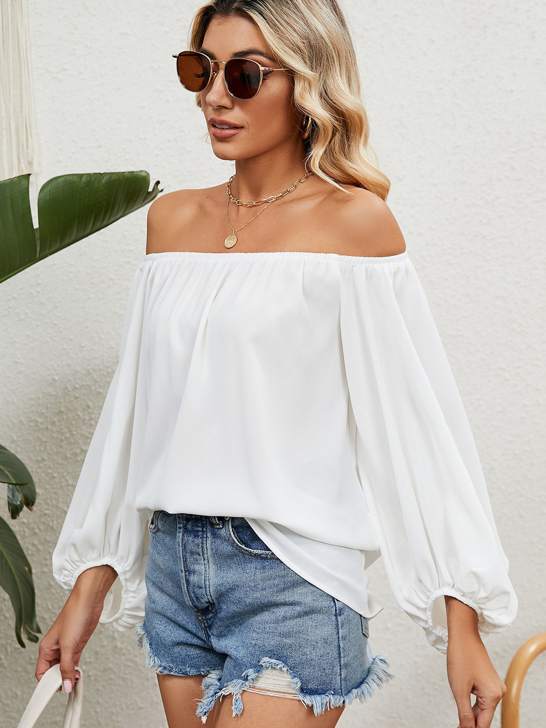 StyleCast Off-Shoulder Chiffon Top