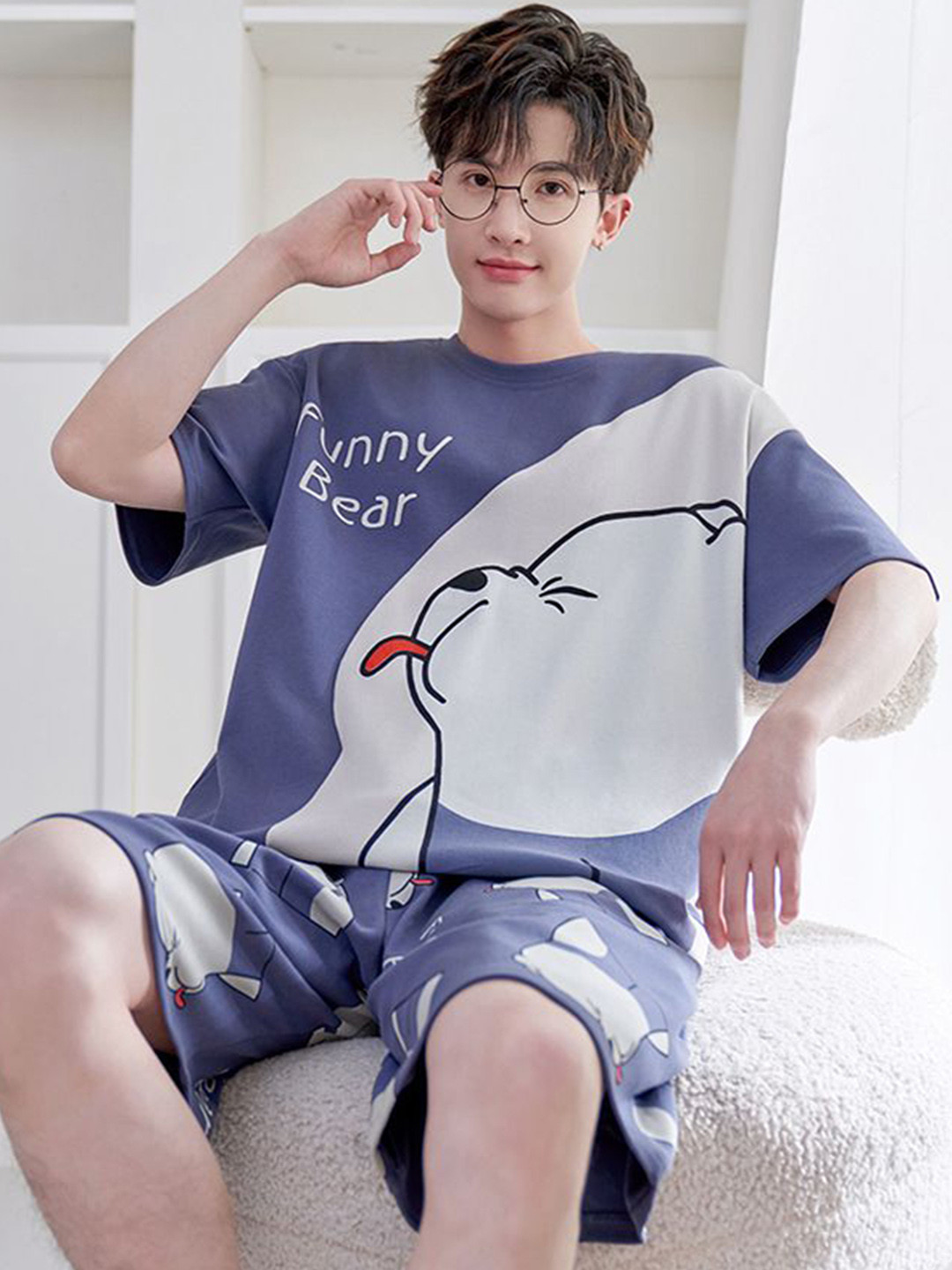 StyleCast Printed Pure Cotton T-Shirts & Shorts Night Suits