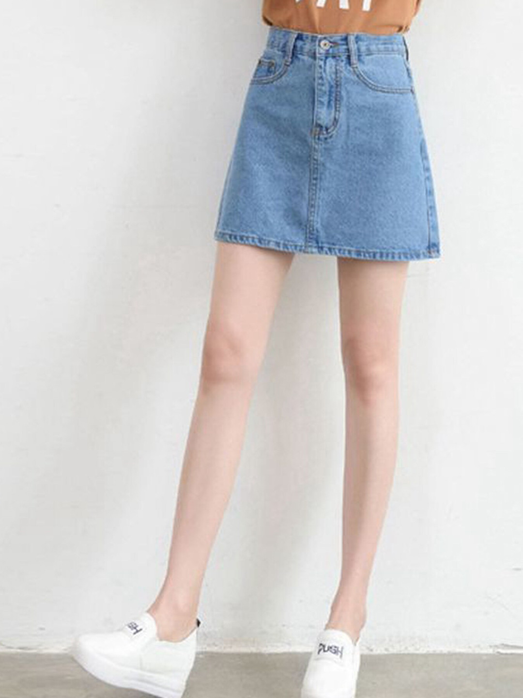 LULU & SKY High-Rise A-Line Mini Denim Skirt