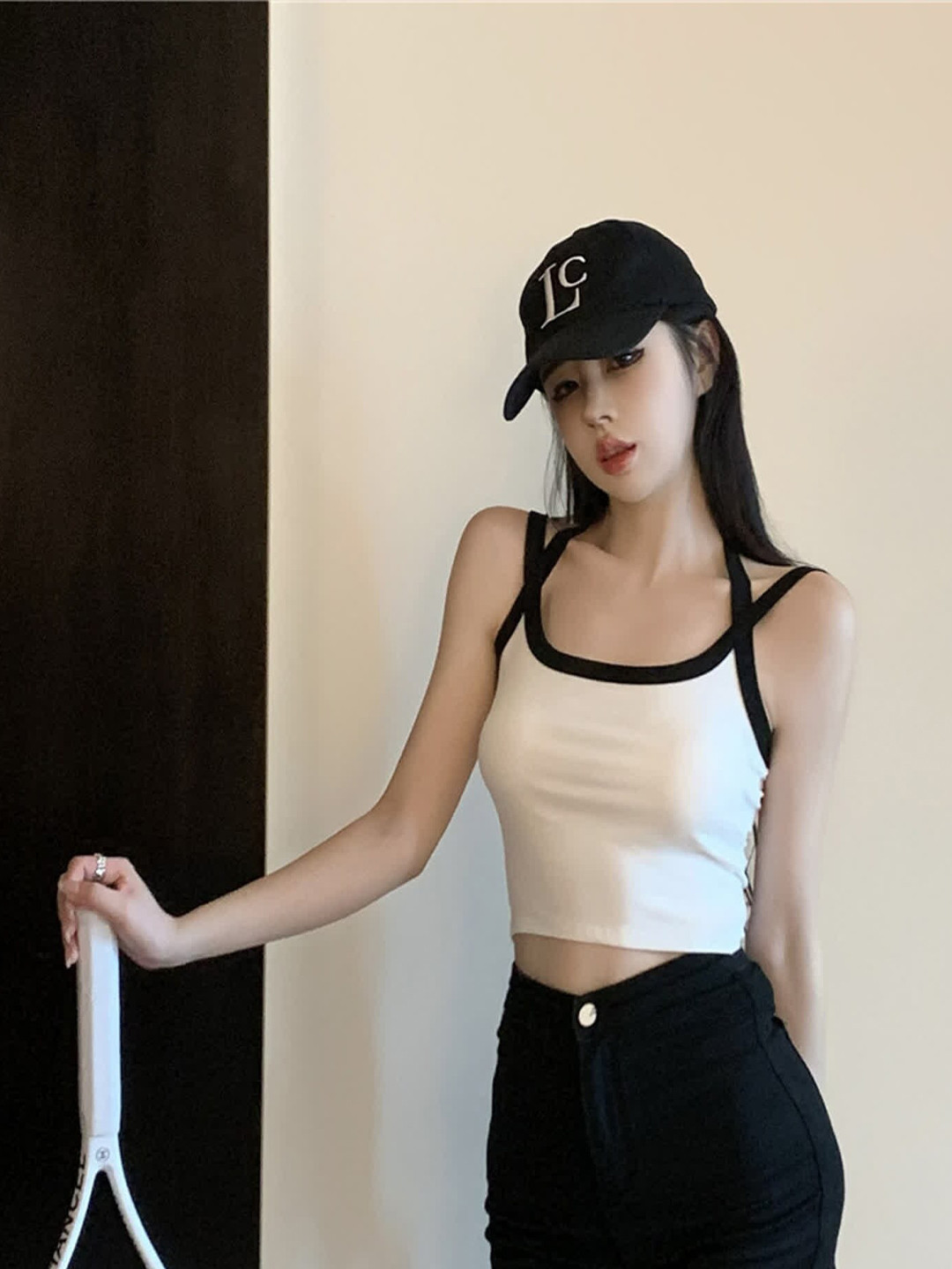 LULU & SKY Halter Neck Sleeveless Fitted Tops