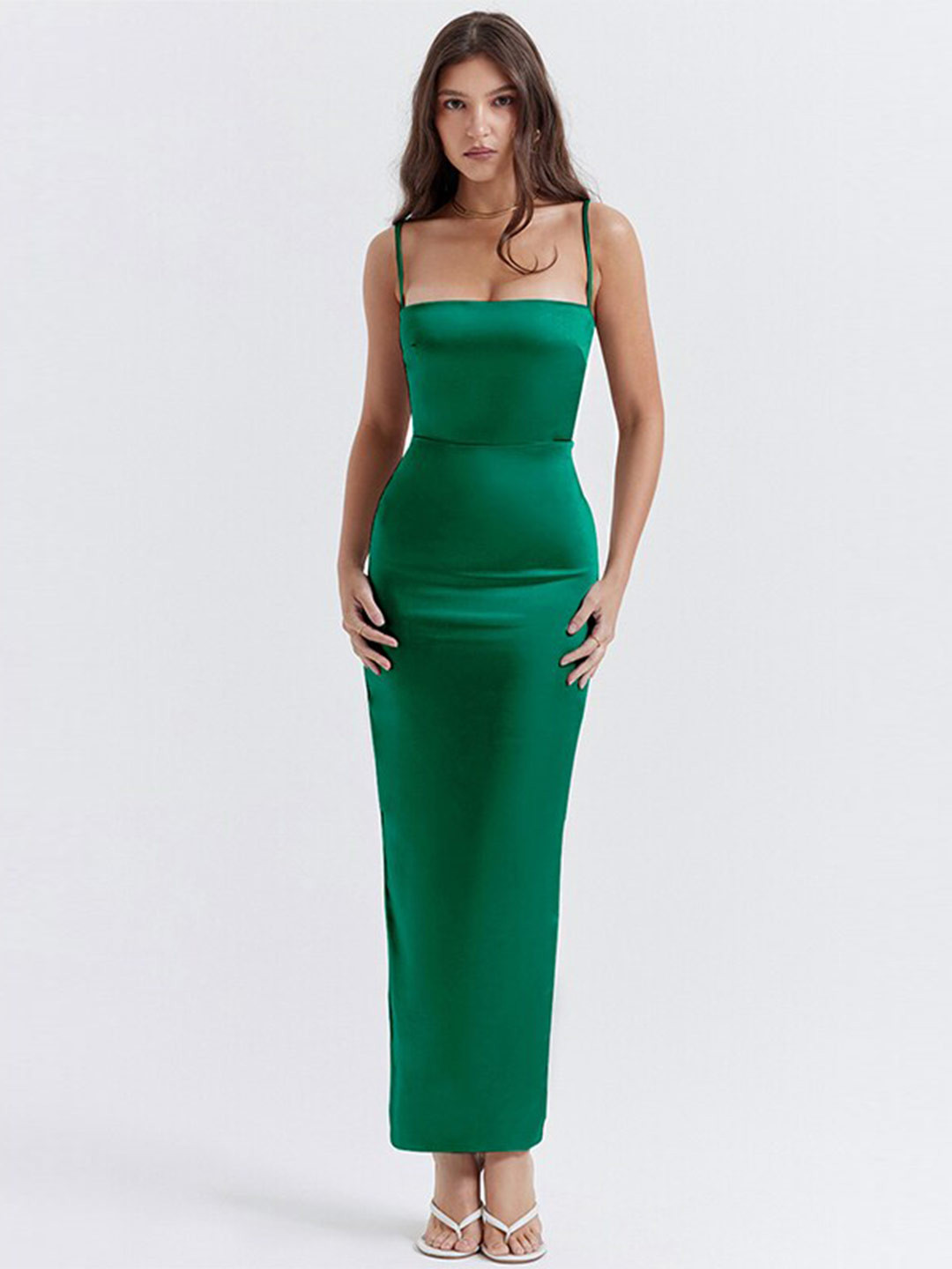 StyleCast Green Shoulder Strap Bodycon Maxi Dress