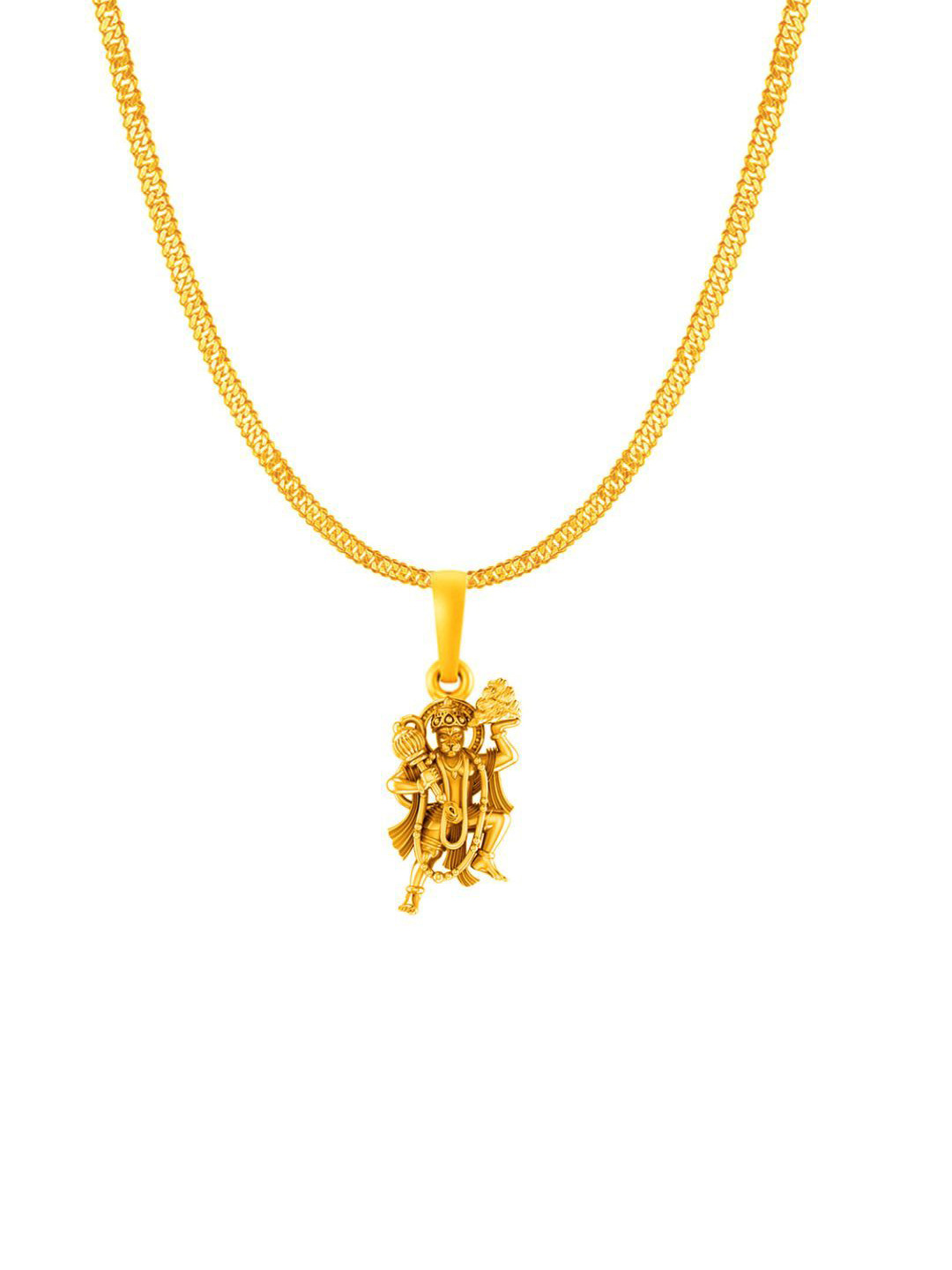 Metronaut Men 925 Sterling Silver 22K Gold-Plated Hanuman Pendant With Curb Chain