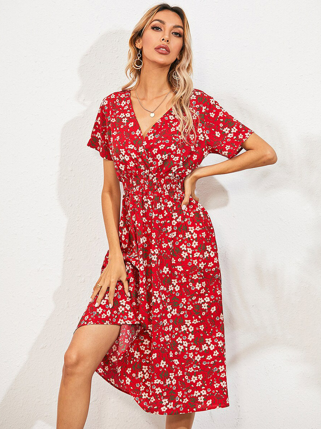 StyleCast Red Floral Dress