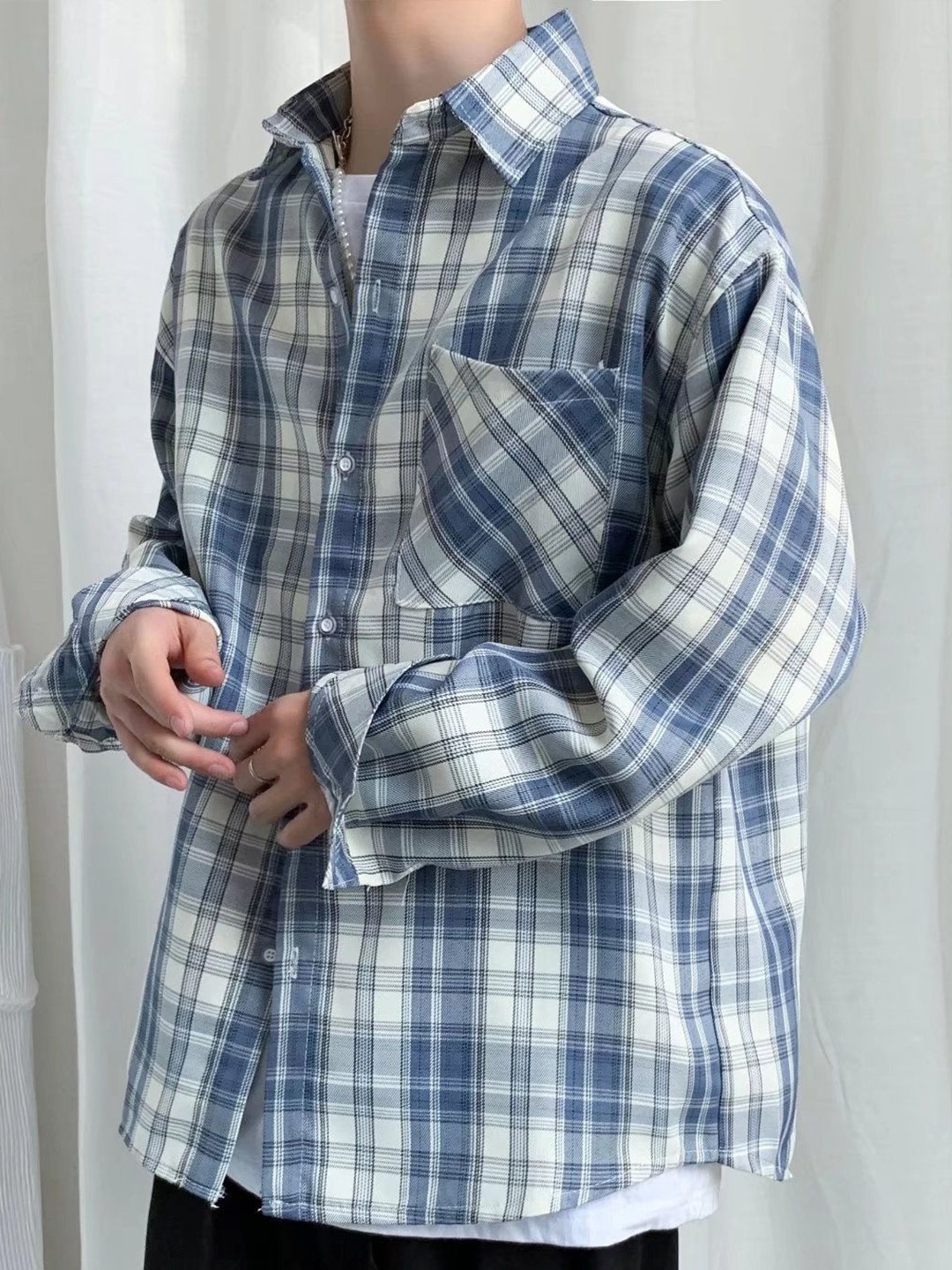StyleCast Men Windowpane Checks Opaque Checked Casual Relaxed Fit Shirt