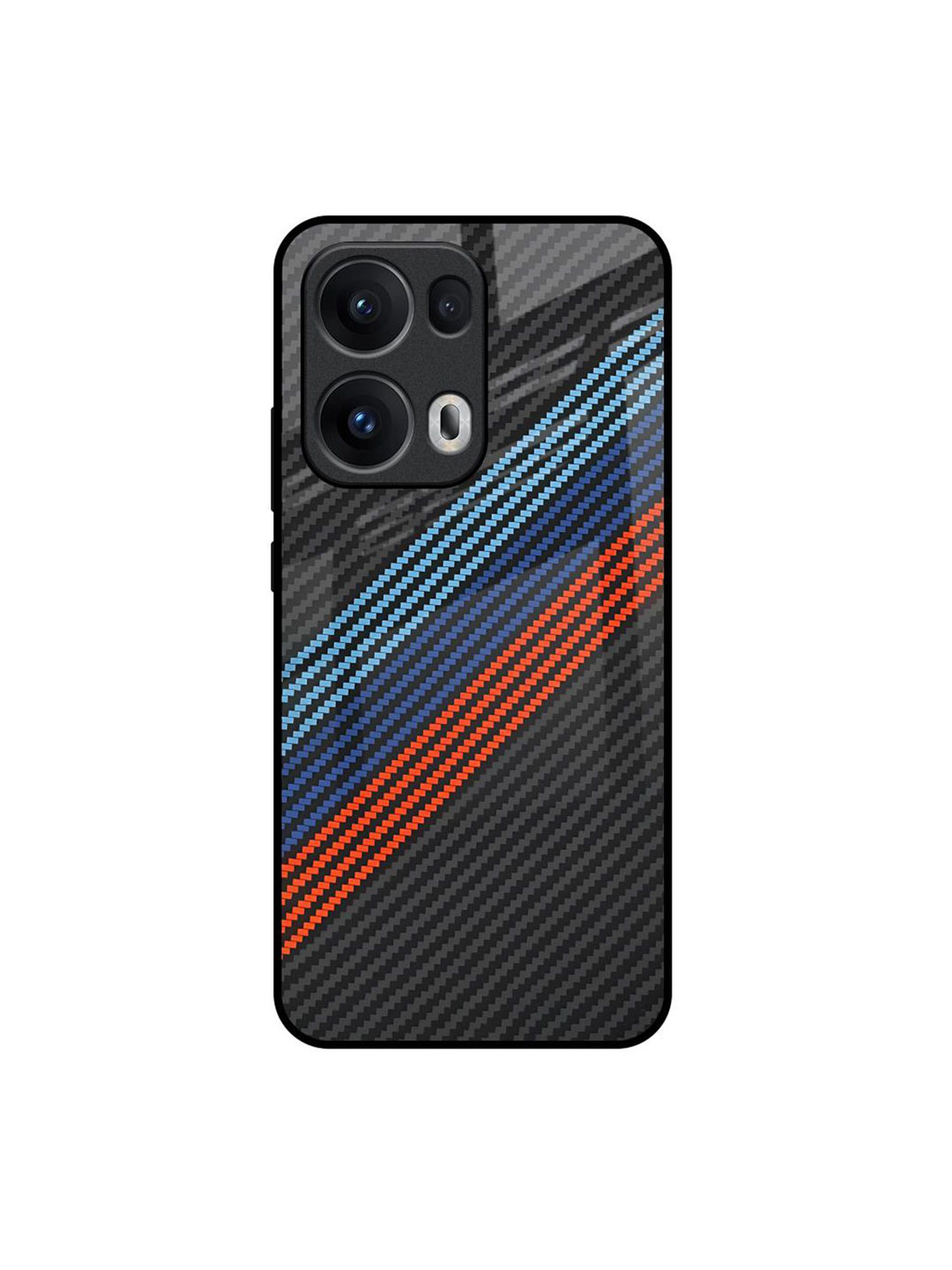 QRIOH Printed Oppo Reno13 Pro 5G Carbon Inspired Glass Back Case Mobile Accessories