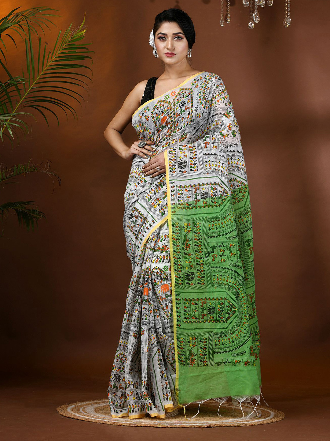 DESH BIDESH Warli Block Print Saree