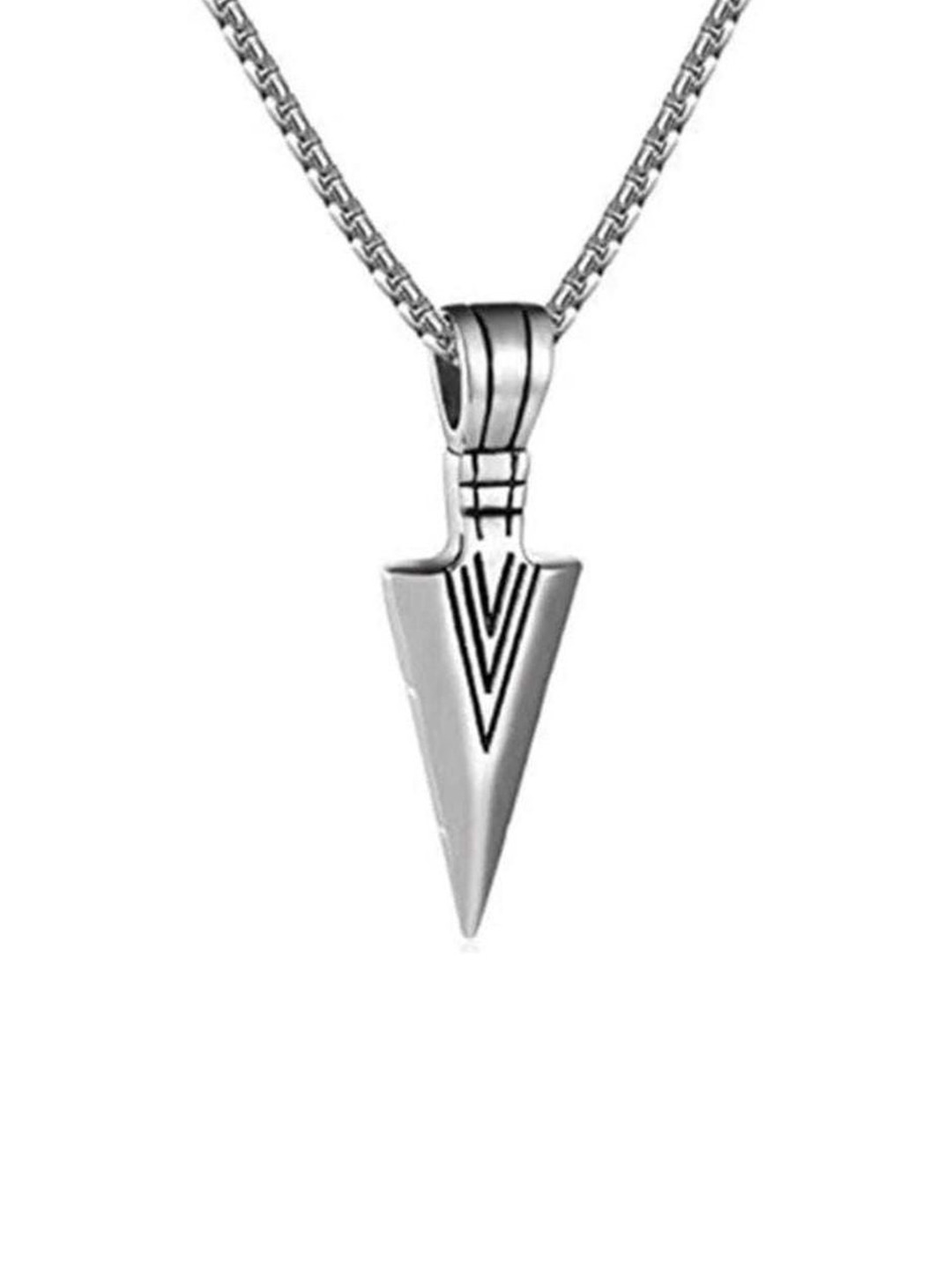 shobhram Men Rhodium-Plated Arrow Shaped Pendant with Chain