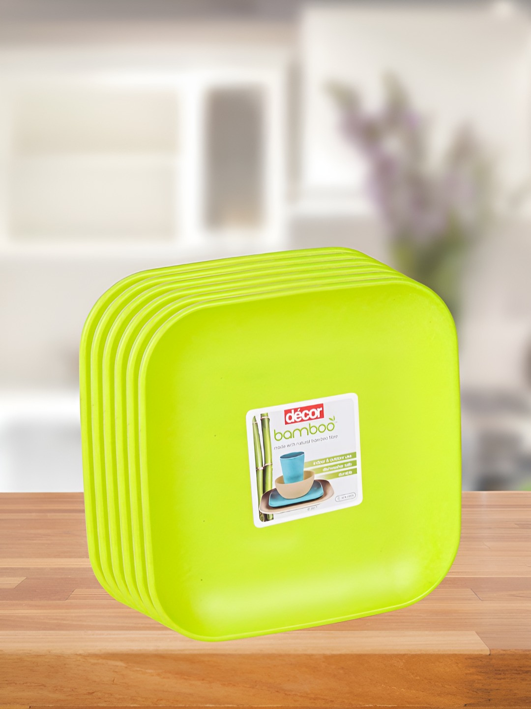 Decor Green 6 Pieces Bamboo Dinner Plates