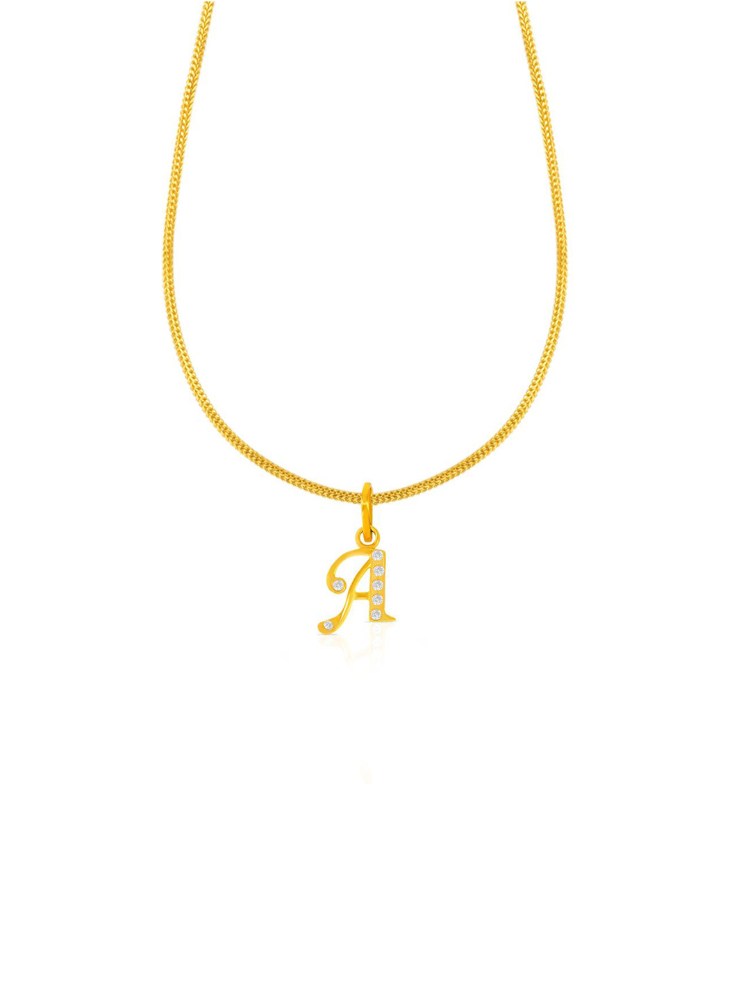 BHIMA 22K BIS Hallmark (916) Yellow Gold Signity Alphabet A Initial Pendant