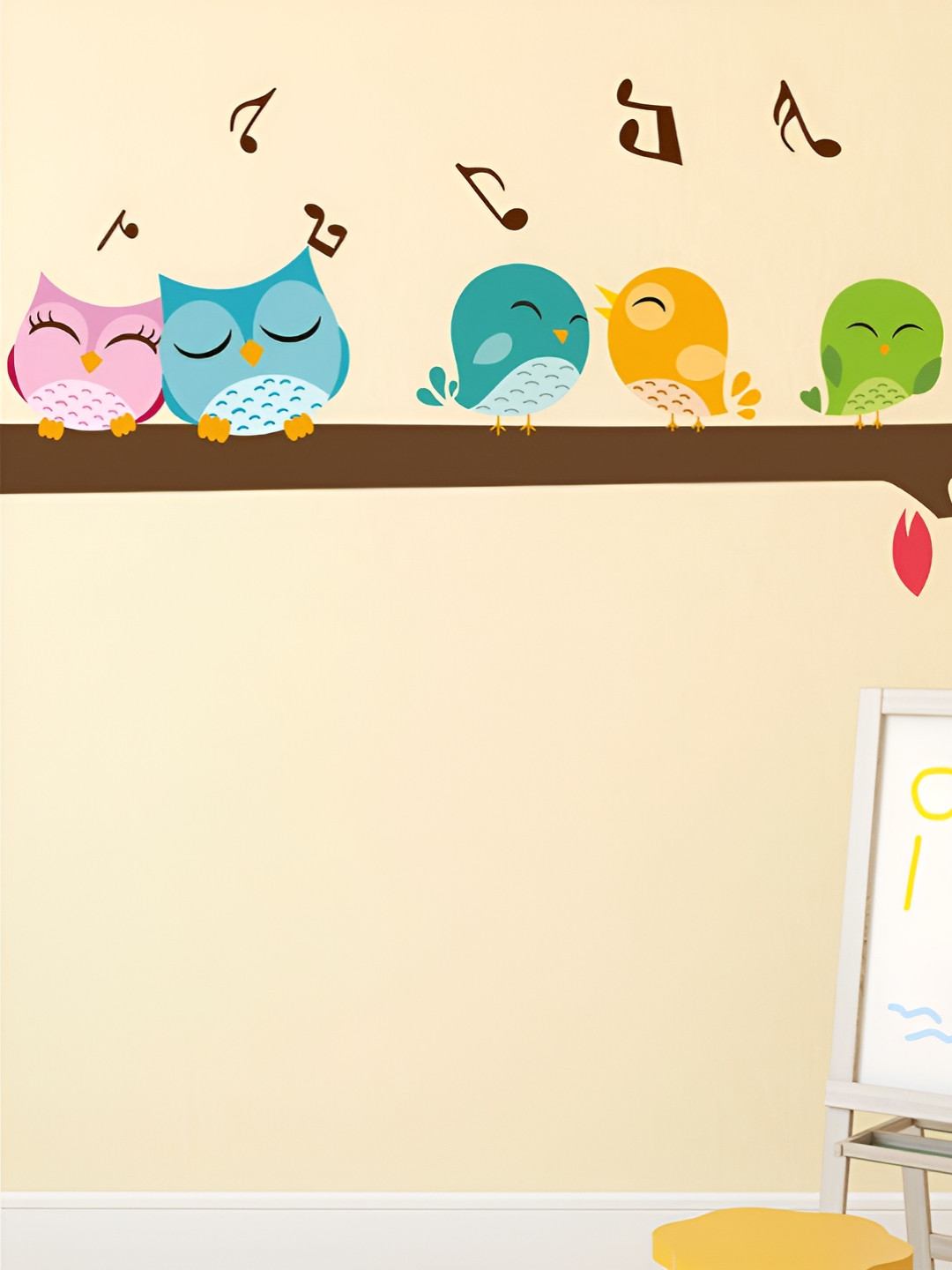 LANSTICK Blue & Pink Cute Colourful Birds Printed Waterproof Wallpaper