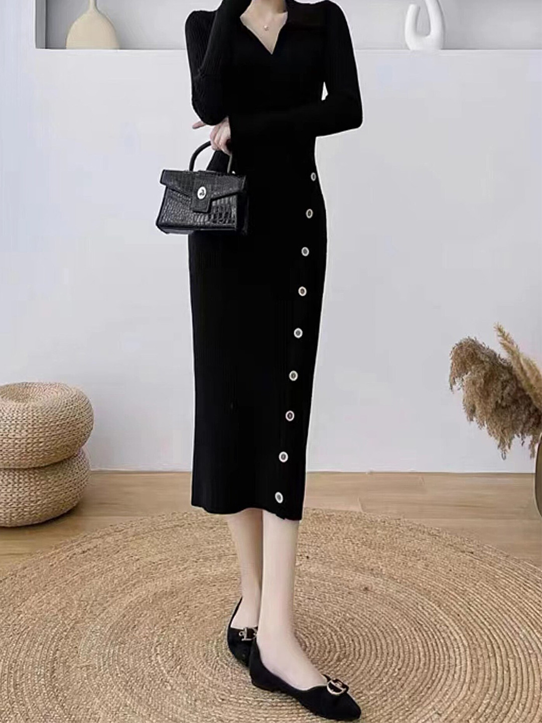 LULU & SKY Knitted Sheath Midi Dress