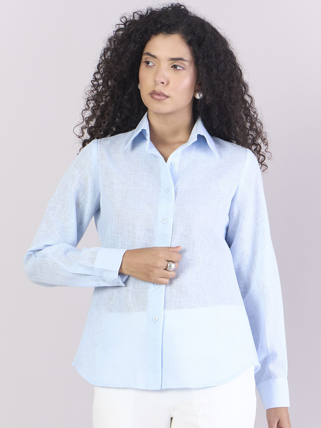 PowerSutra Women Lightweight Button-up Soft Textured Shirt