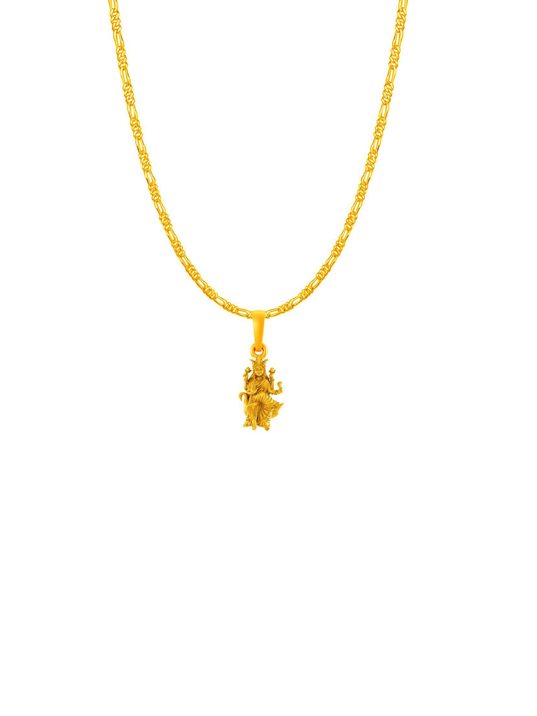 Metronaut Men 92.5 Silver 22KT Gold-Plated Mansa Devi Pendant with Figaro Chain