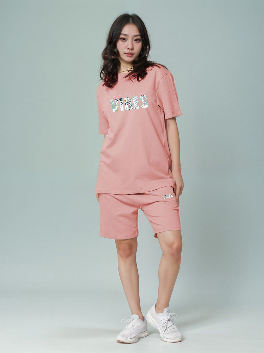 FITIN OUTFIT Printed Pure Cotton Round Neck T-Shirt With Shorts Co-Ords
