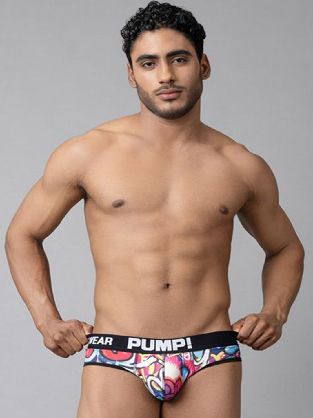 PUMP CLUB Printed Mid Rise Drip Basic Brief ART223-Black-M
