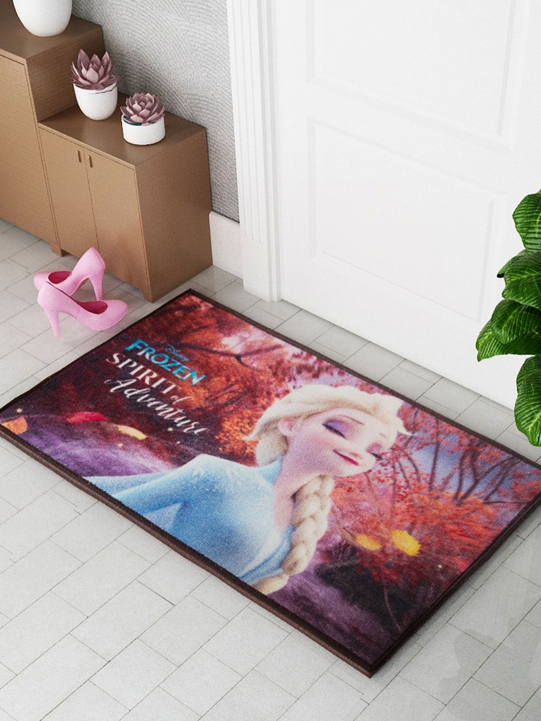 Athom Living Blue & Red Disney Frozen Sprit of Adventure Printed Anti-SkidDoormat