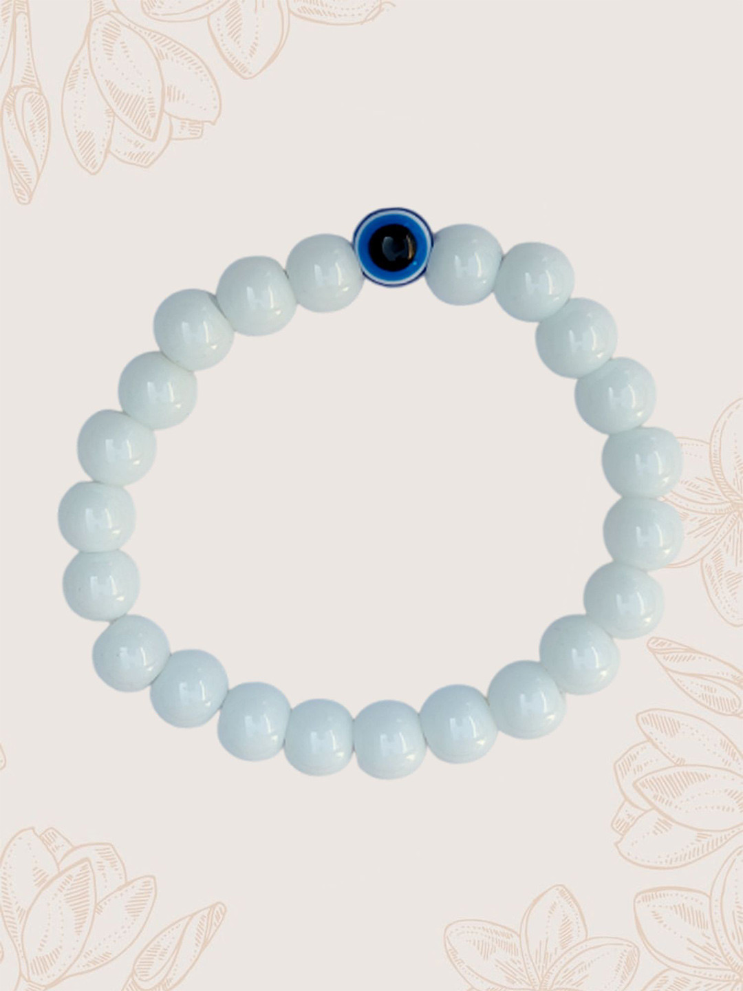 MAATIR DESIGNS Unisex Marble Beaded Evil Eye Elasticated Bracelet