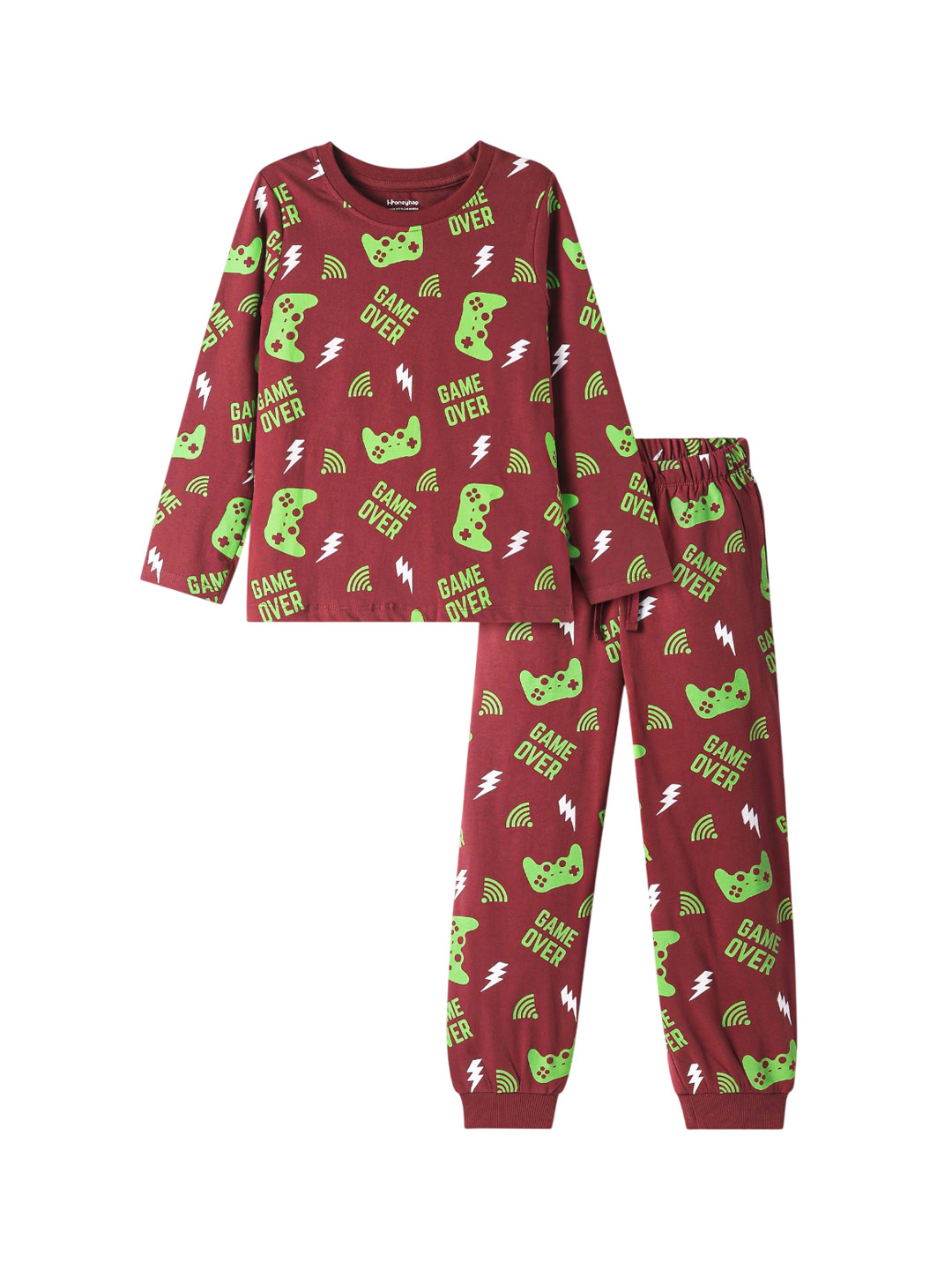 Honeyhap Girl Printed Top & Joggers Pure Cotton Night suit