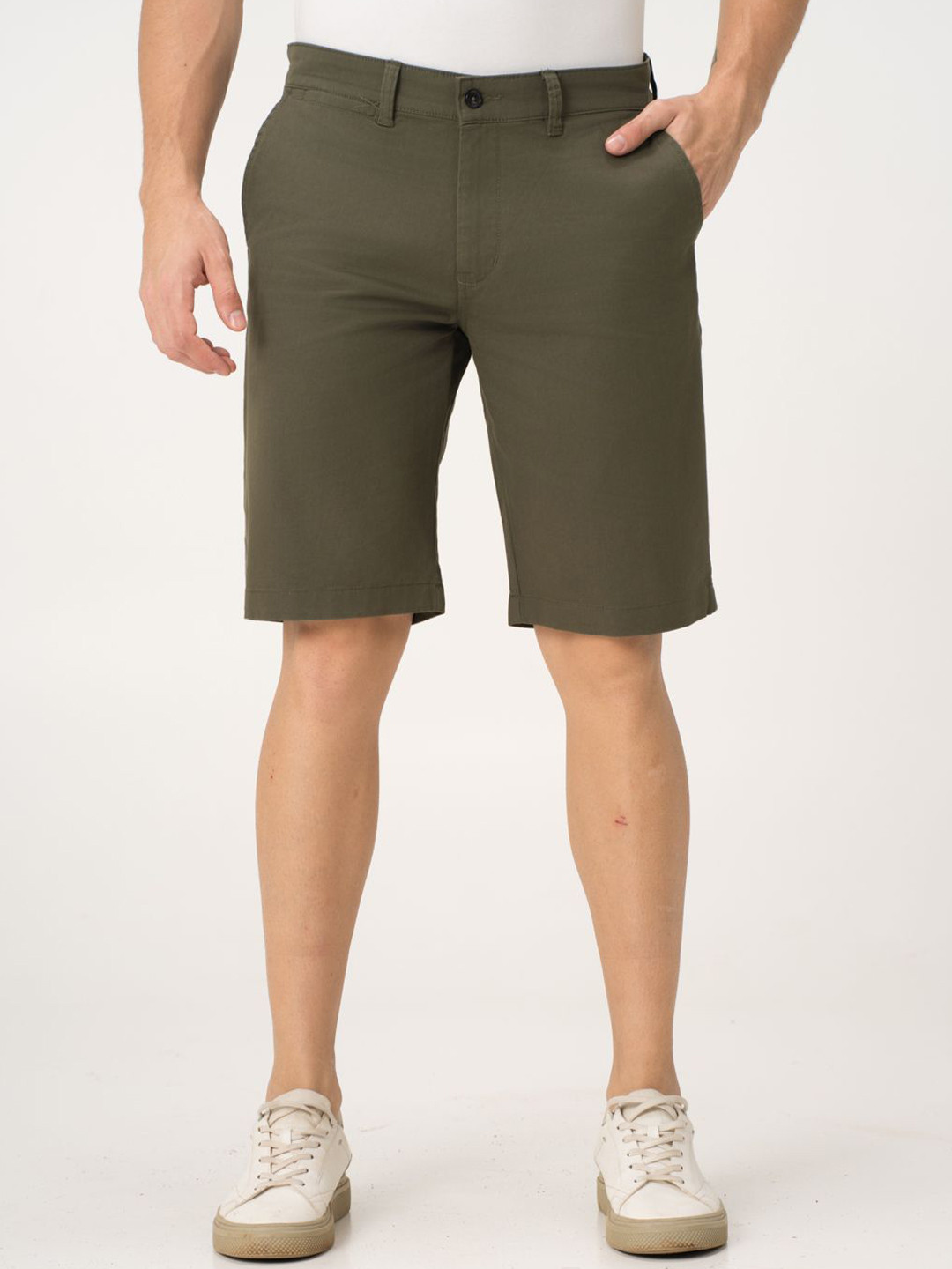 The Pant Project Men Globe Olive Regular-Fit Stretchable Chino Shorts