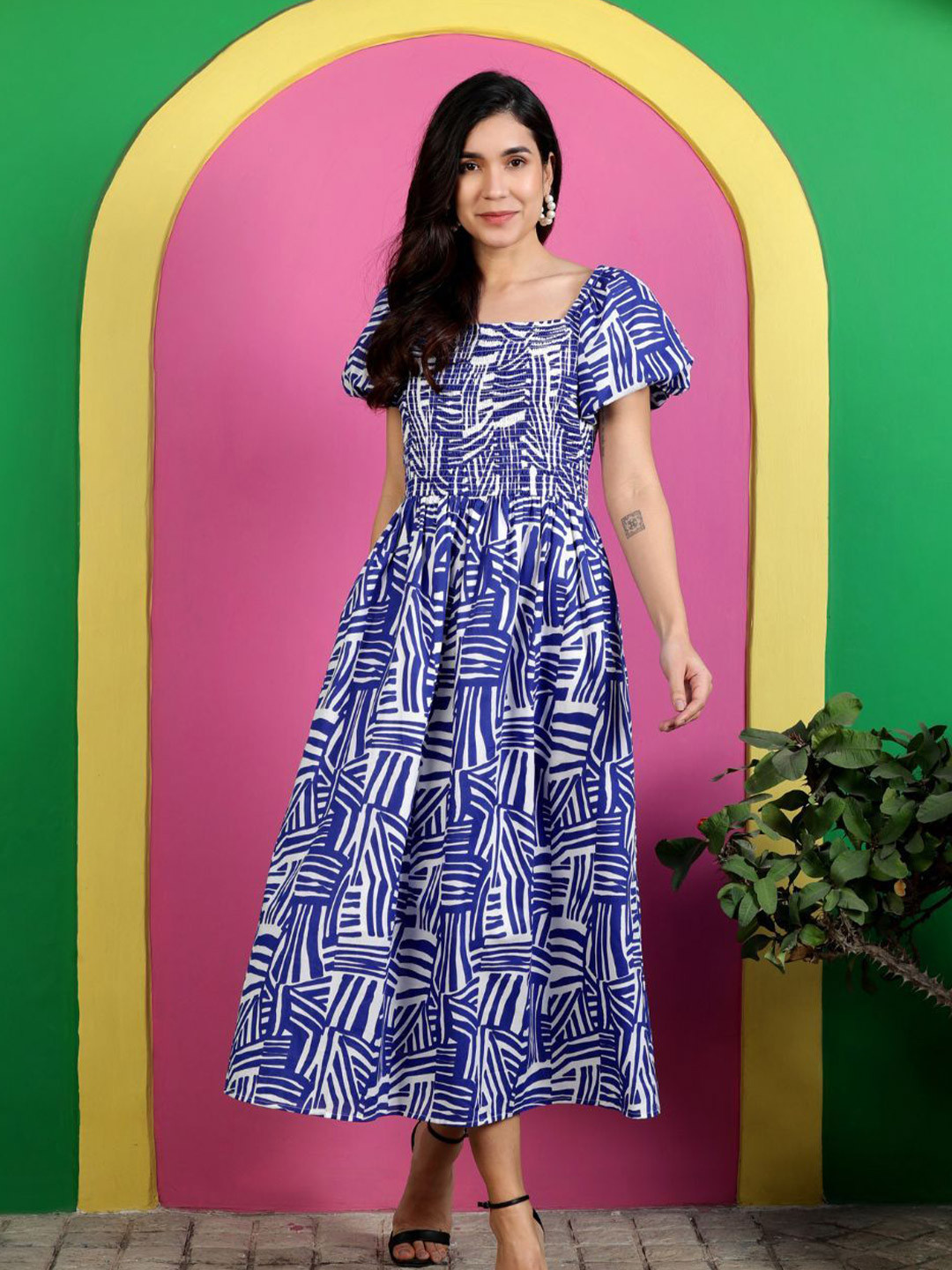 Peppinos Women Abstract Print Maxi Dress