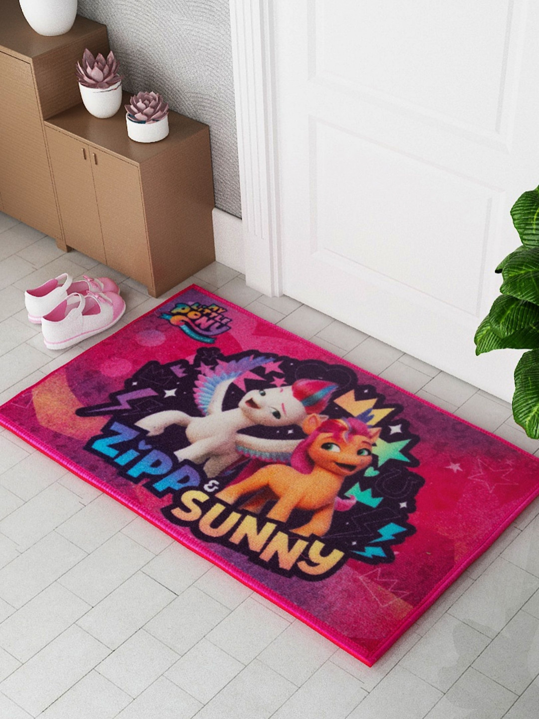Athom Living Pink & Blue My Little Pony Zipp Sunney Printed Ani-Skid Doormat