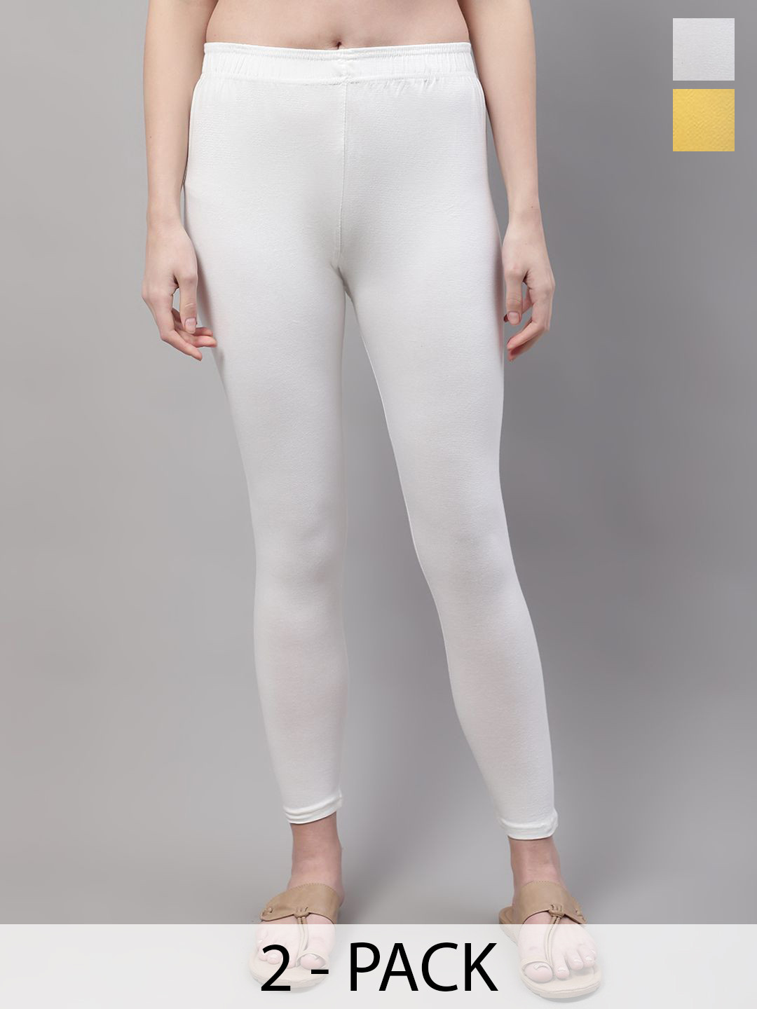Valles365 by S.C. Pack Of 2 Cotton Mid-Rise Ankle-Length Leggings
