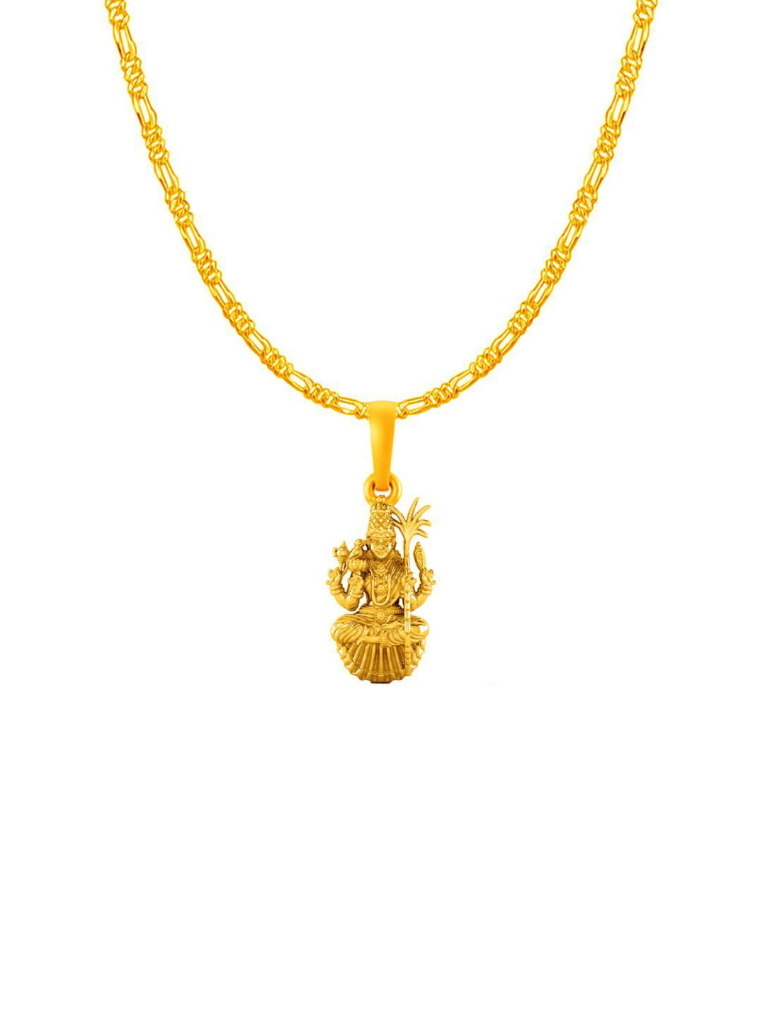 Metronaut 92.5 Sterling Silver 22KTGold-Plated Lalitha Devi Pendant With Figaro Chain