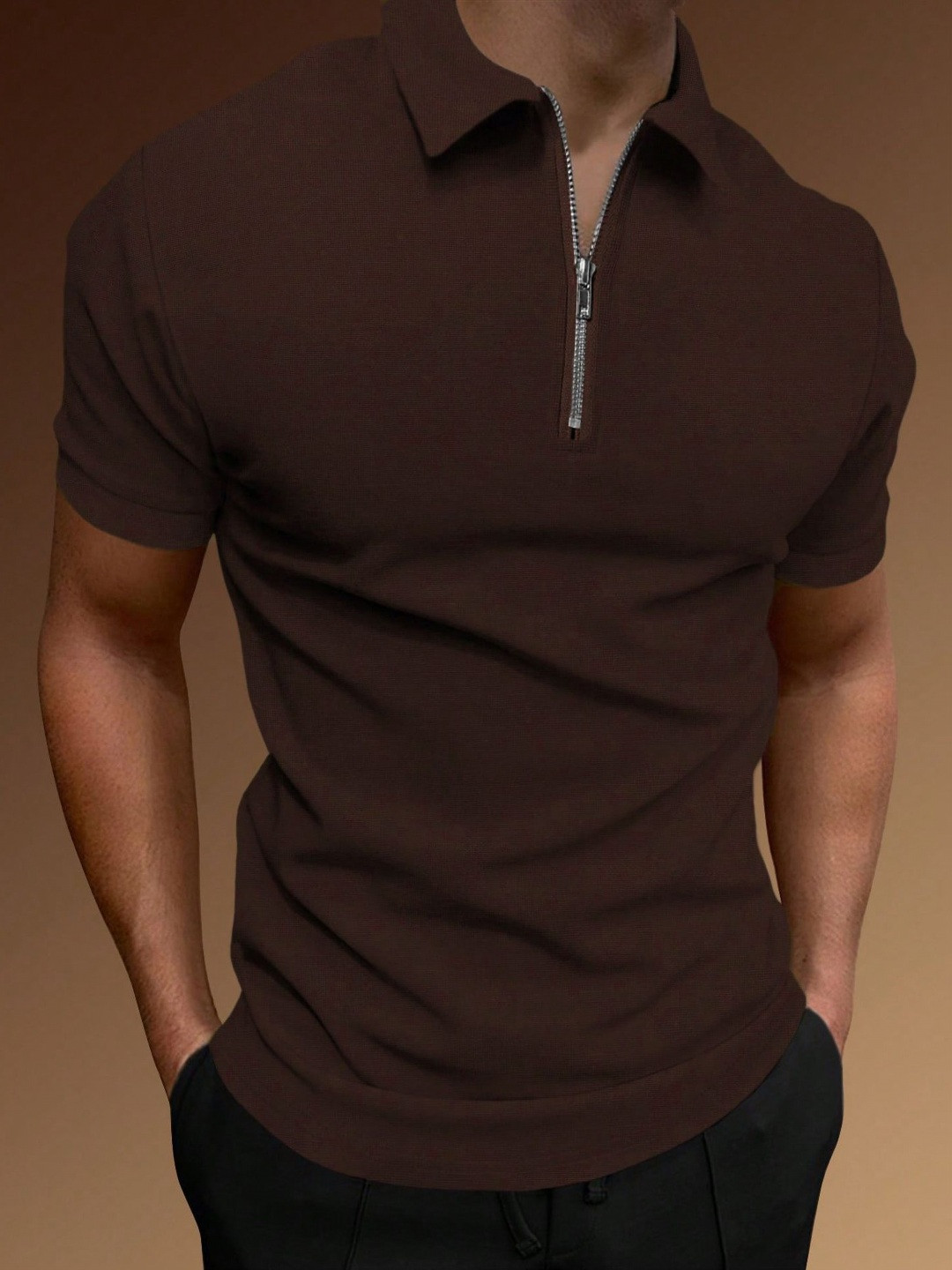 StyleCast x Revolte Men Coffee Brown Polo Collar T-shirt