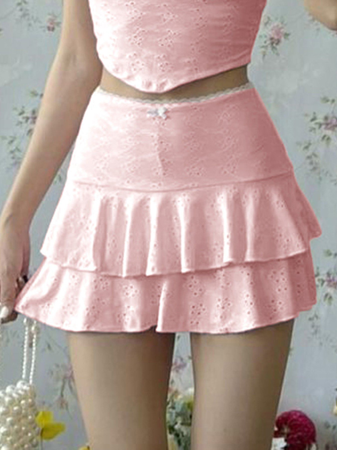 Outzidr High Waist Ruffle Short Skirt