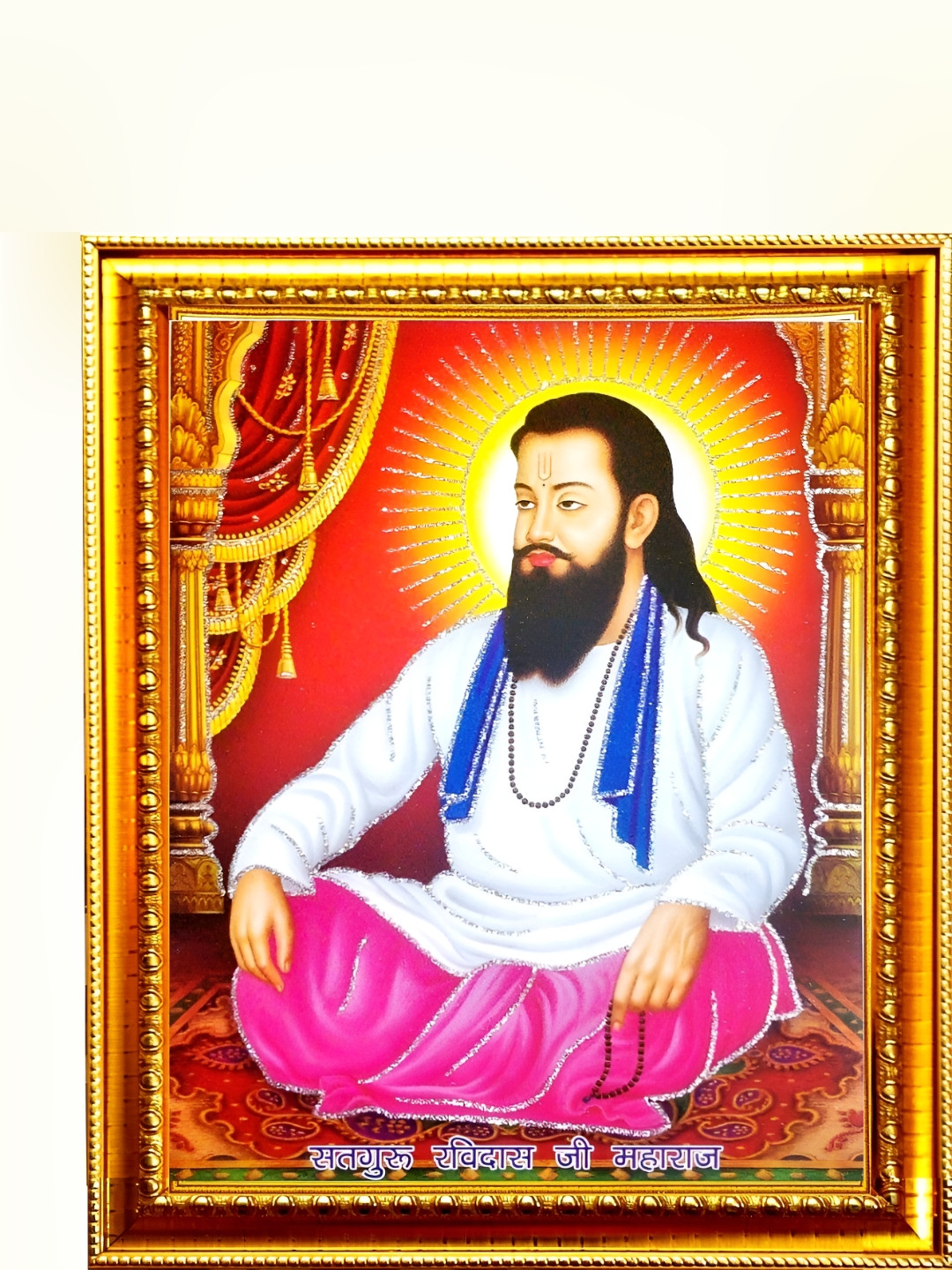 SUNINOW Gold-Toned & Orange Sant Ravidas Religious Photo Frame