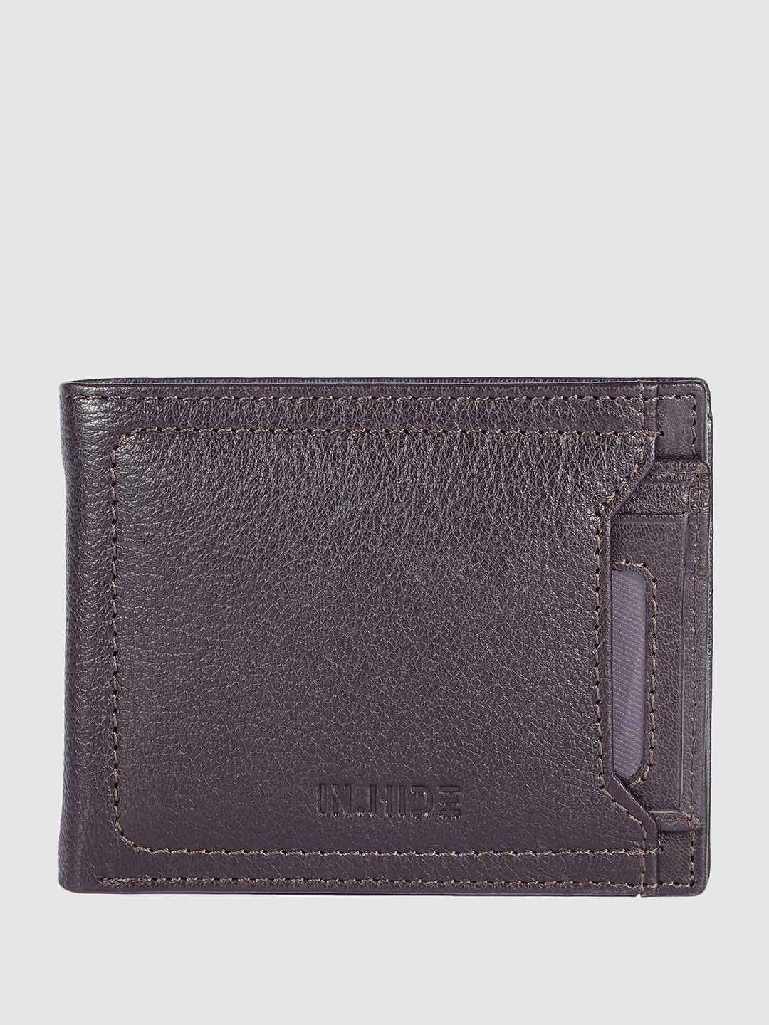IN.HIDE Men Textured Leather Two Fold Wallet
