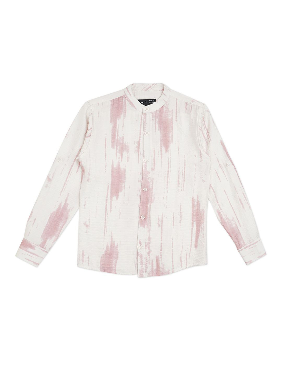 CAVIO Boys Faded Printed Regular Fit Mandarin Collar Casual Shirt